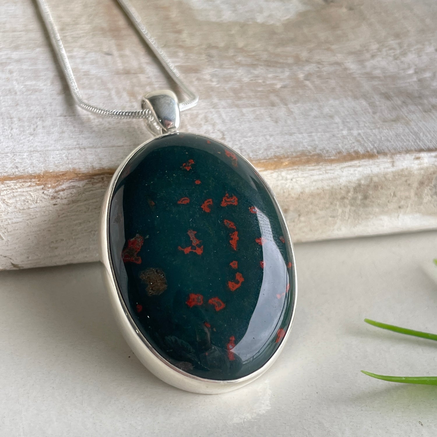 Bloodstone Oval Pendant