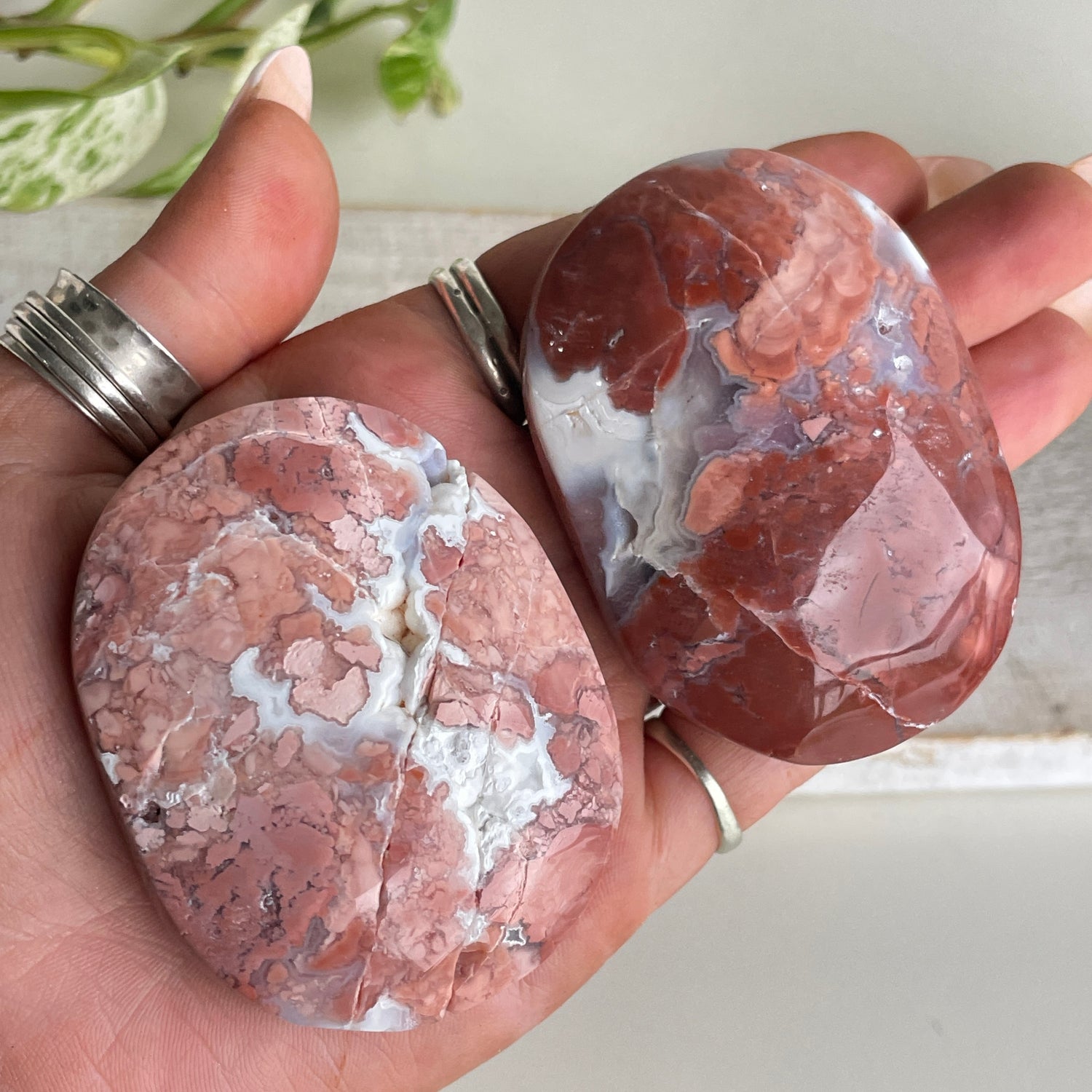 Pink Agate Palmstone Large