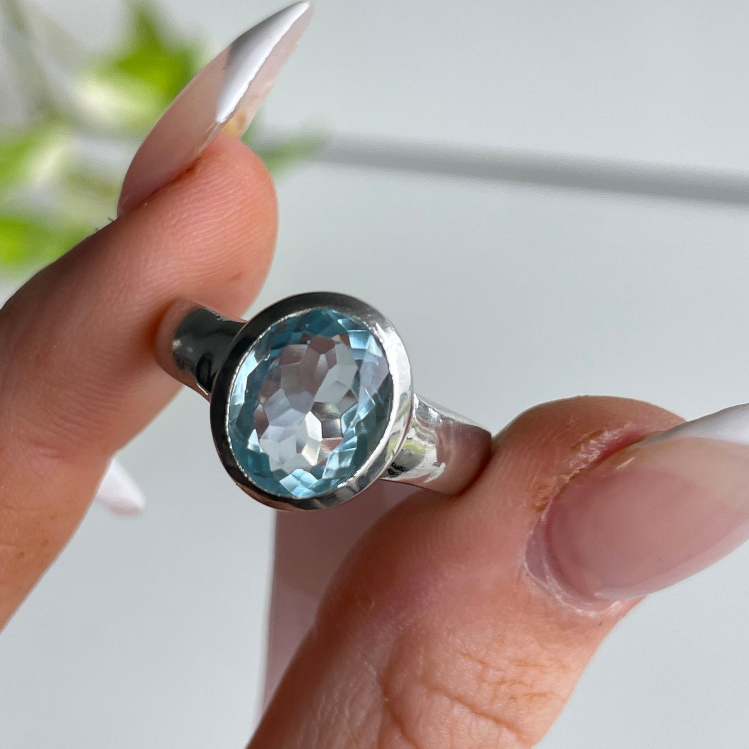 Blue Topaz Oval Ring Sz8.5