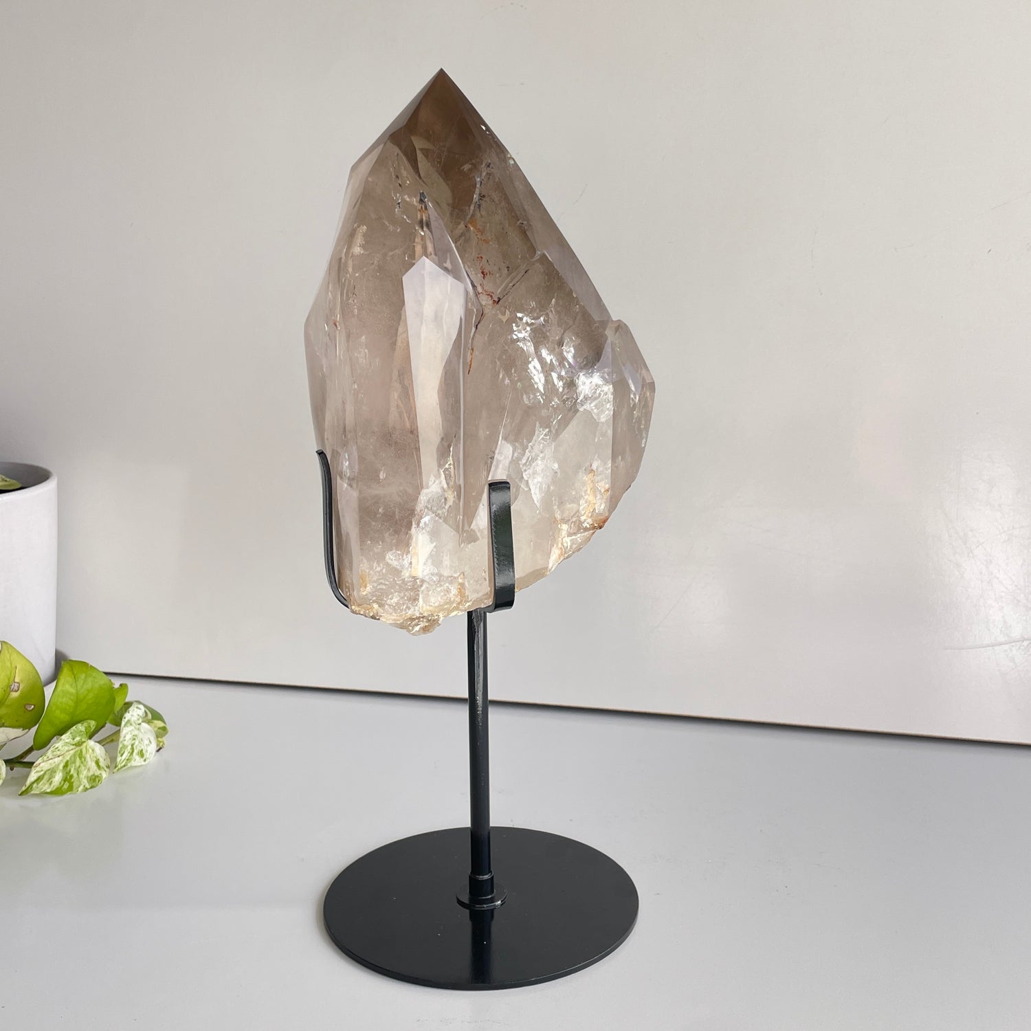 Smoky Quartz Point In Stand 24cm