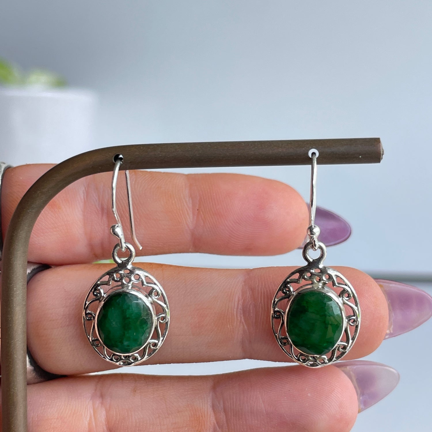 Emerald Oval Earrings