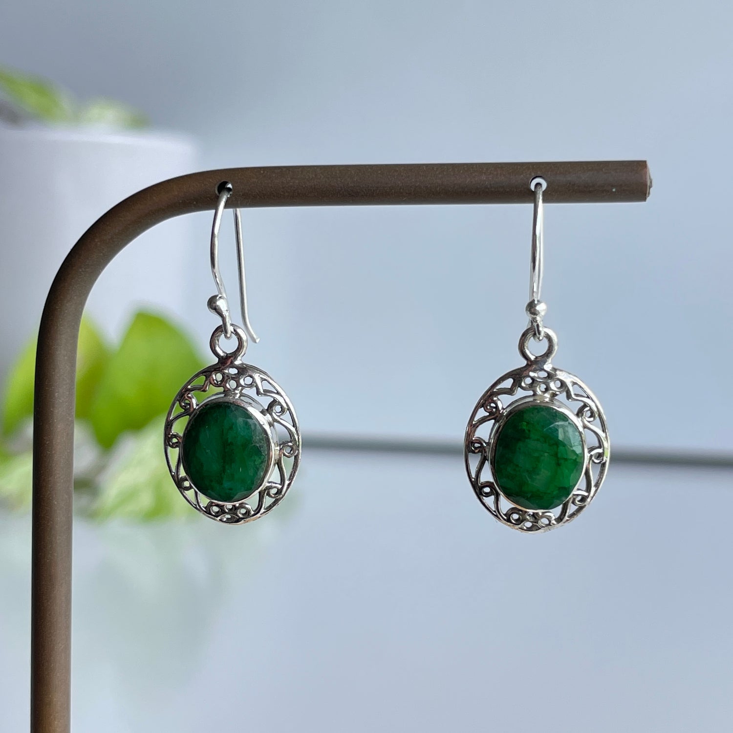 Emerald Oval Earrings
