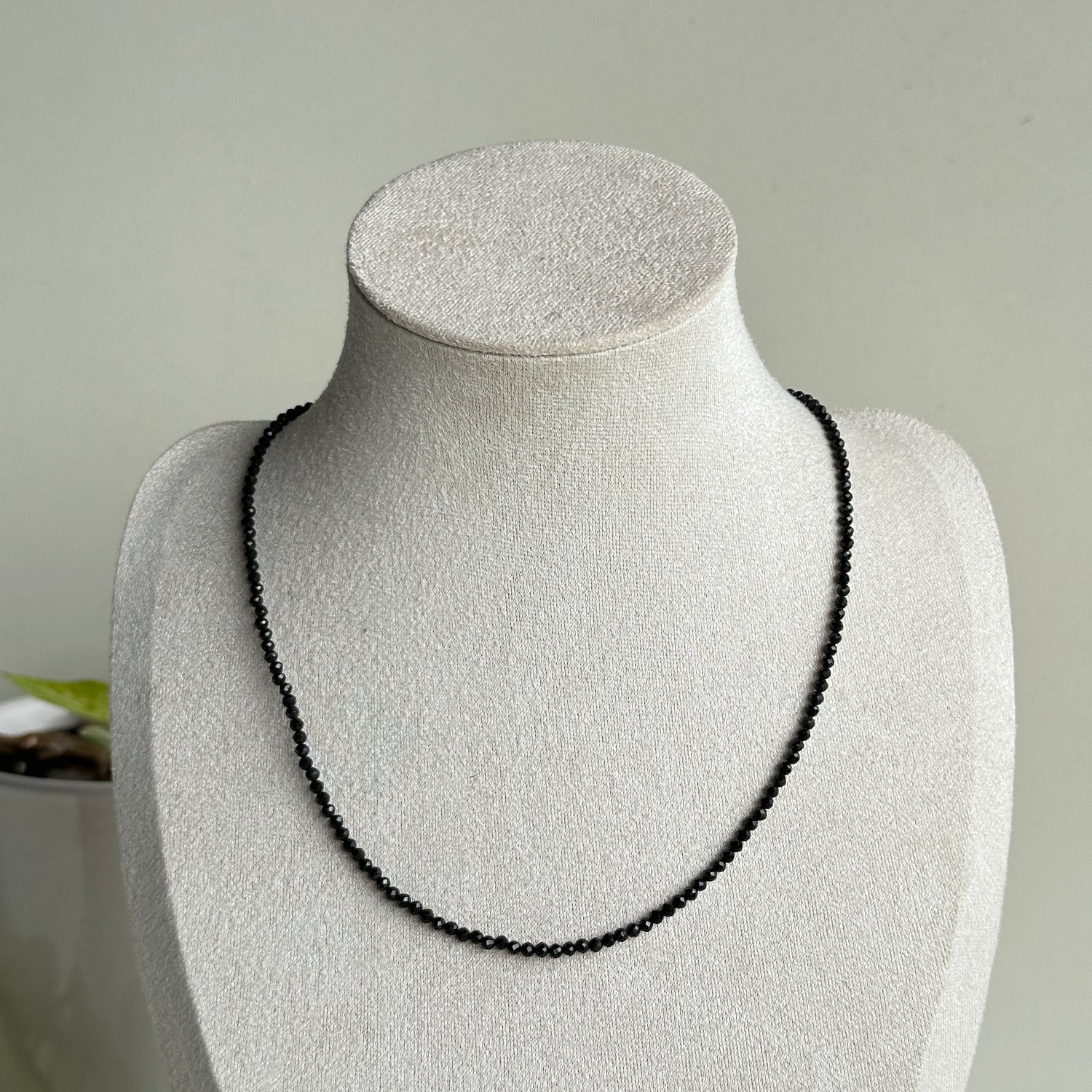 Black Tourmaline Faceted Necklace 3mm