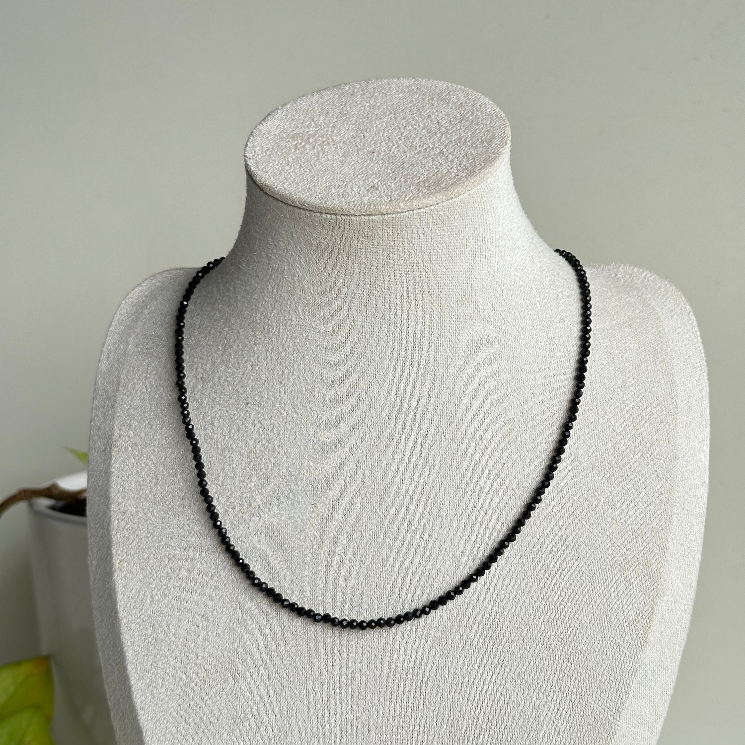 Black Tourmaline Faceted Necklace 3mm