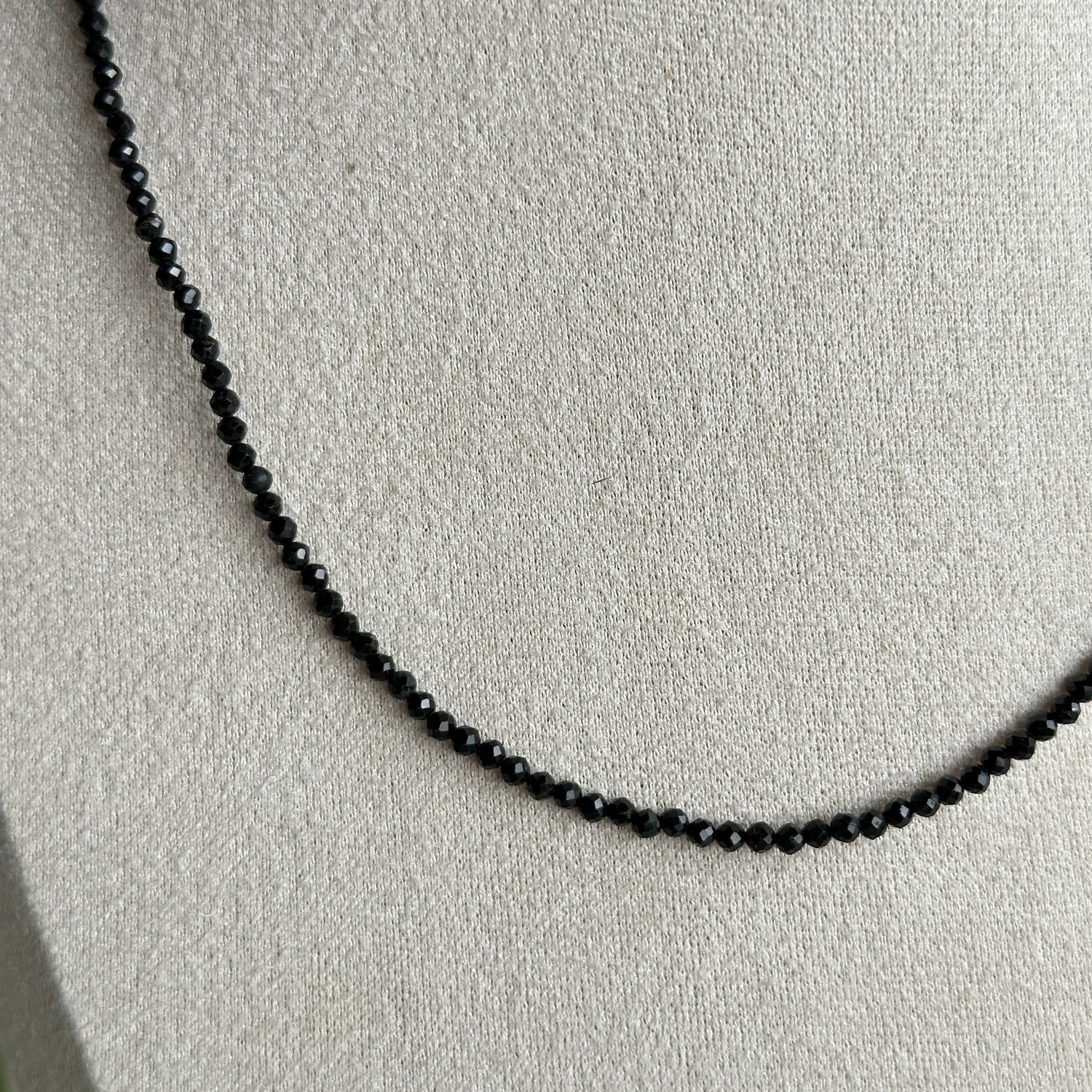 Black Tourmaline Faceted Necklace 3mm
