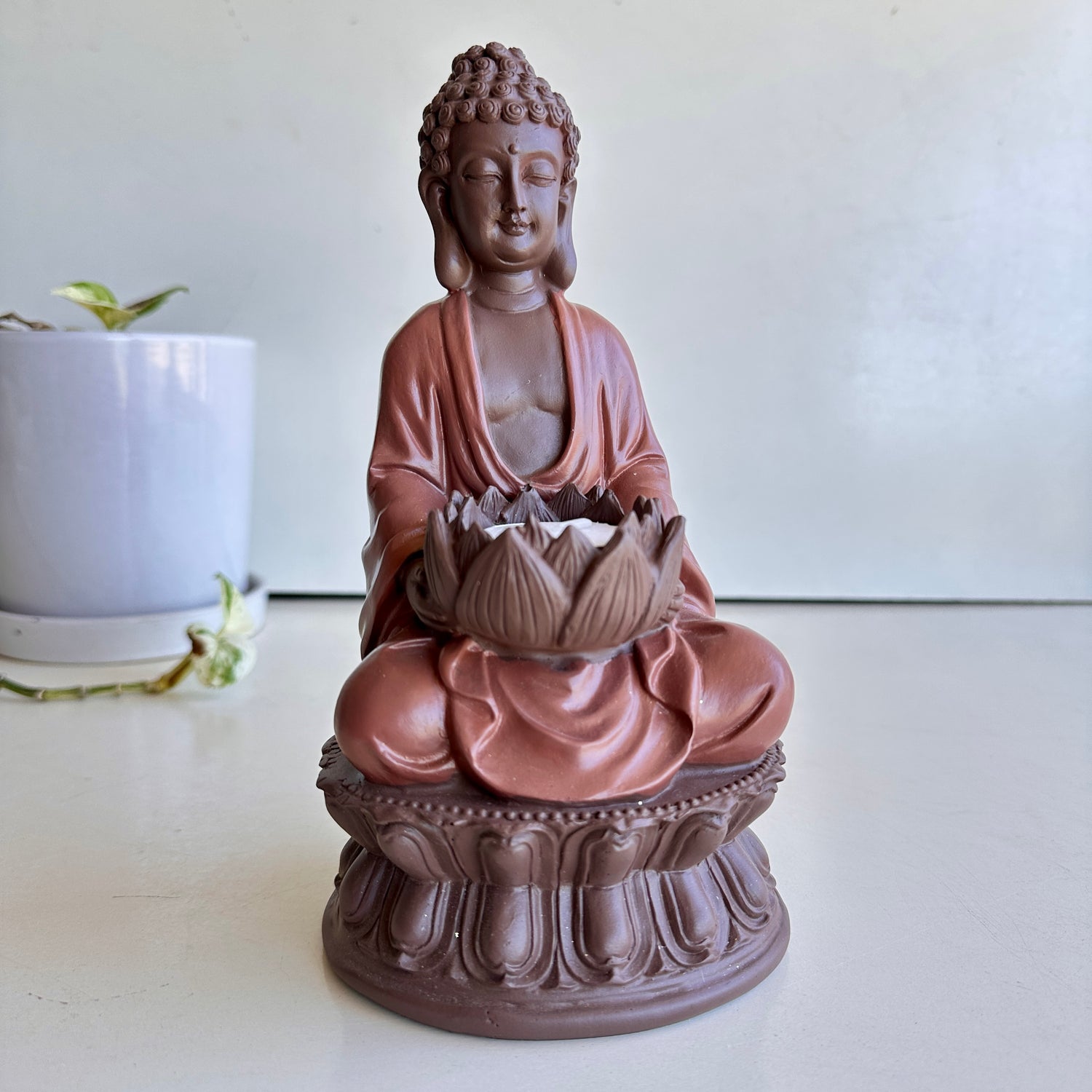 Buddha Lotus Candle Holder Brown PSB208