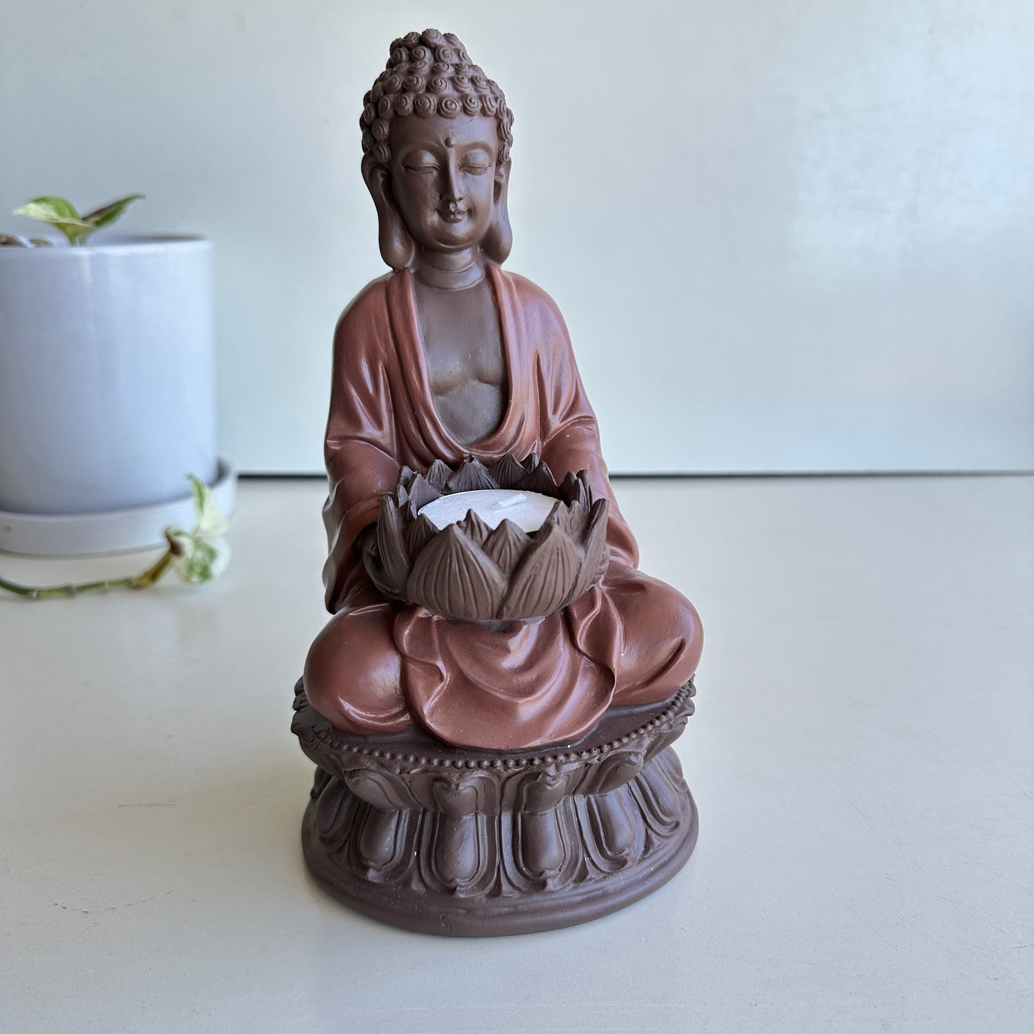 Buddha Lotus Candle Holder Brown PSB208