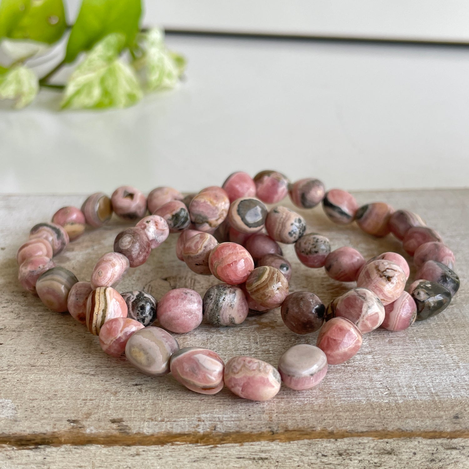 Rhodochrosite Beaded Bracelet