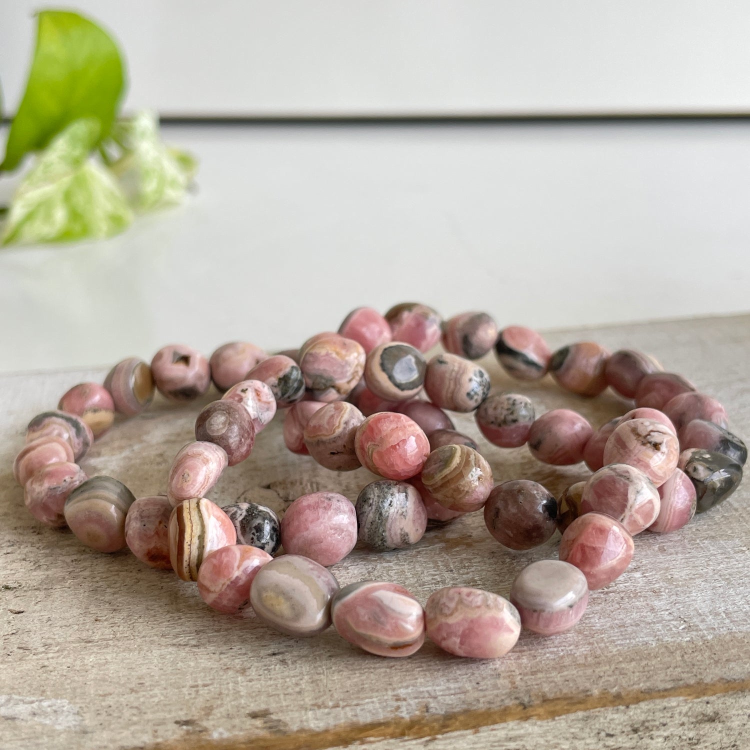 Rhodochrosite Beaded Bracelet