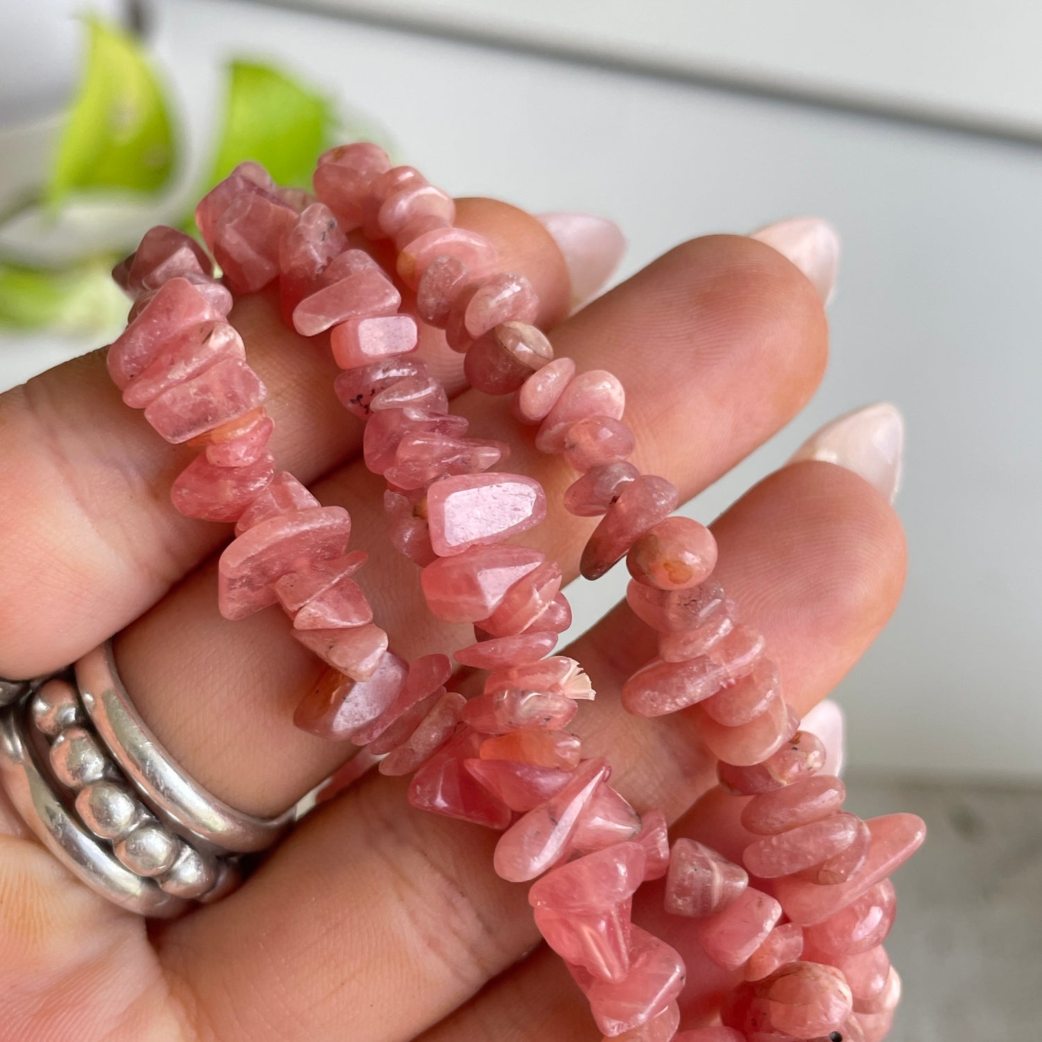 Rhodochrosite Chip Bracelet AA Grade