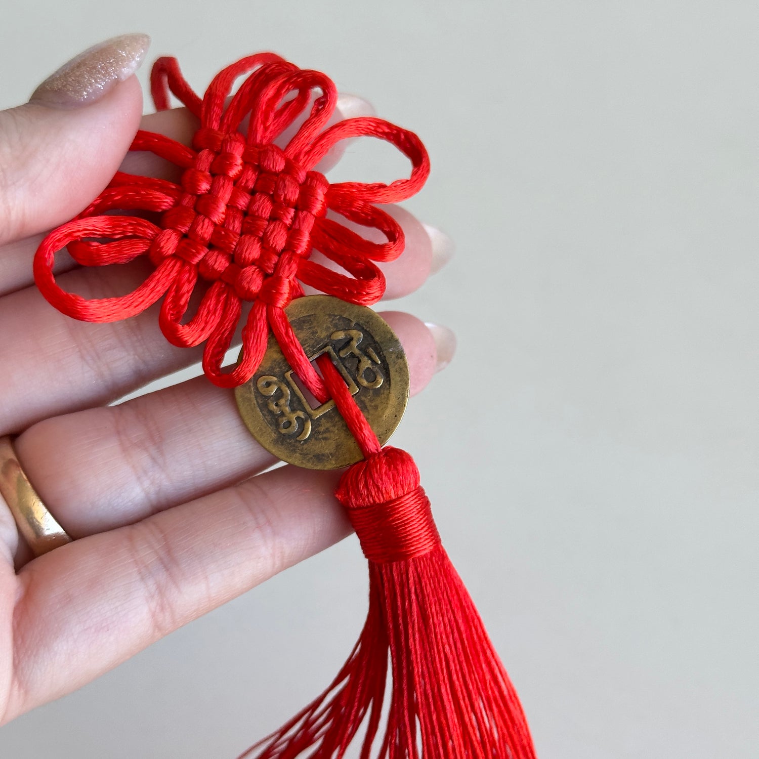 Feng Shui 1 Coin Hanging Red