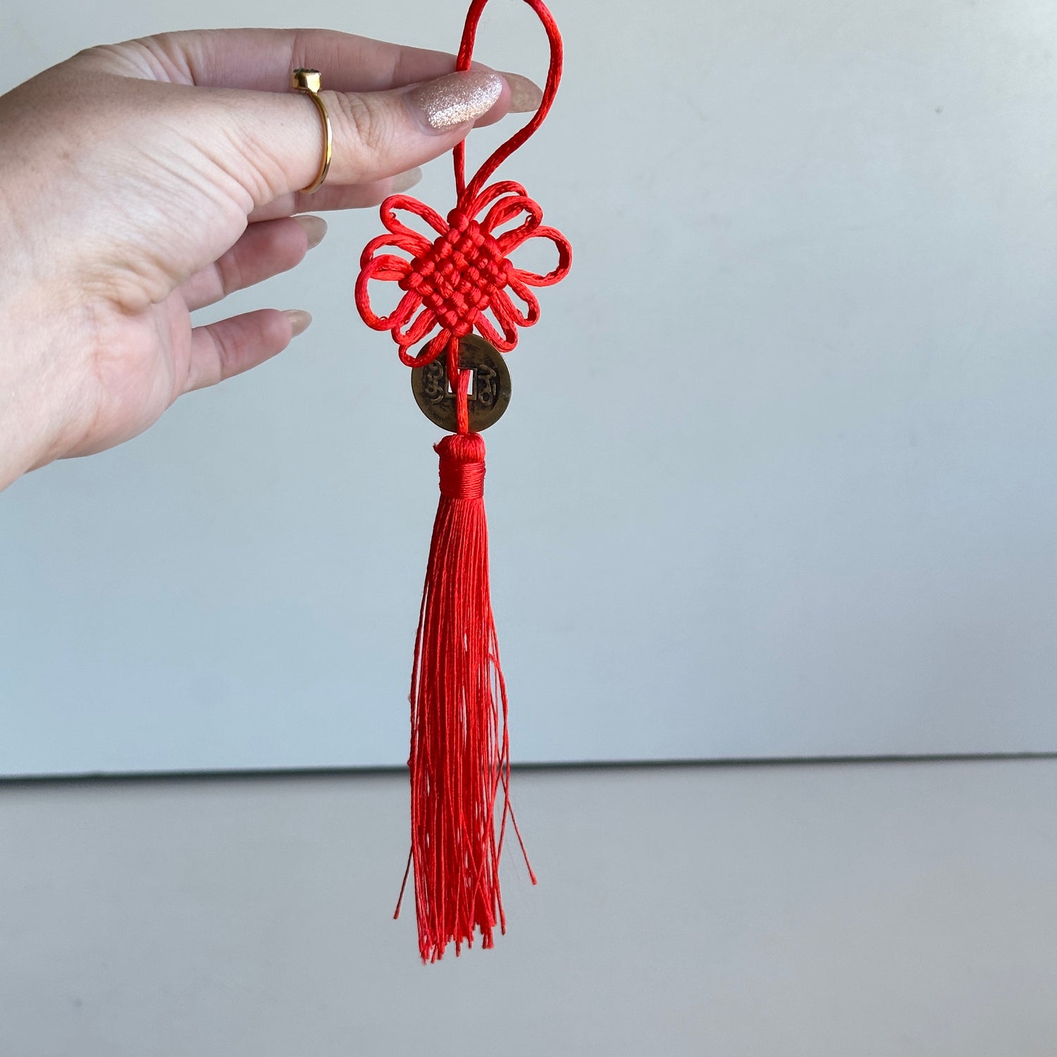 Feng Shui 1 Coin Hanging Red
