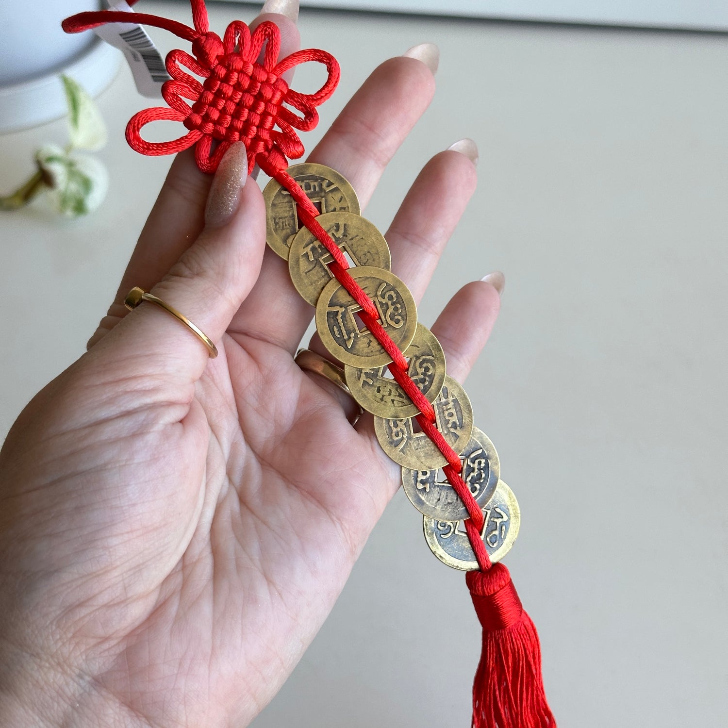 Feng Shui 7 Coin Hanging Red