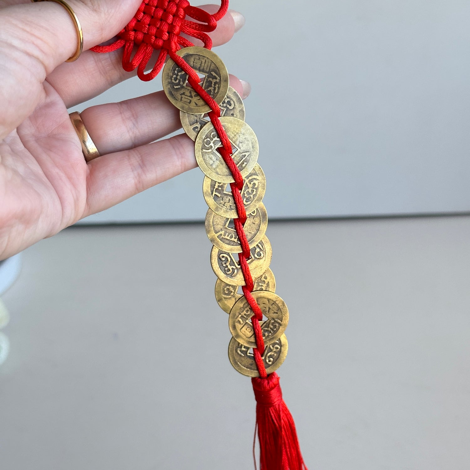 Feng Shui 9 Coin Hanging Red
