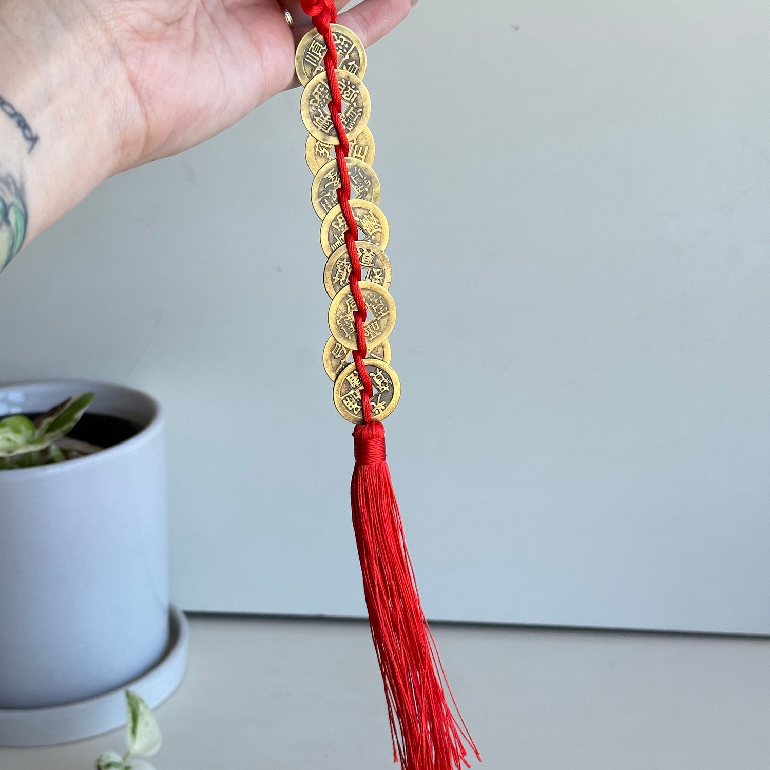 Feng Shui 9 Coin Hanging Red