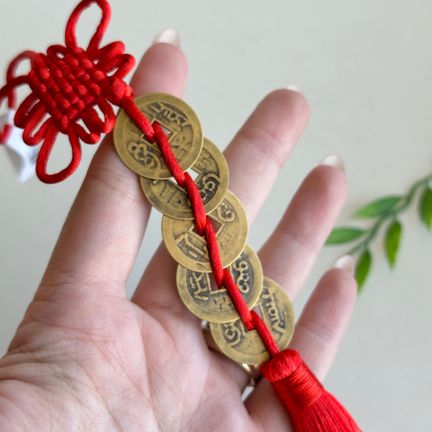 Feng Shui 5 Coin Hanging Red