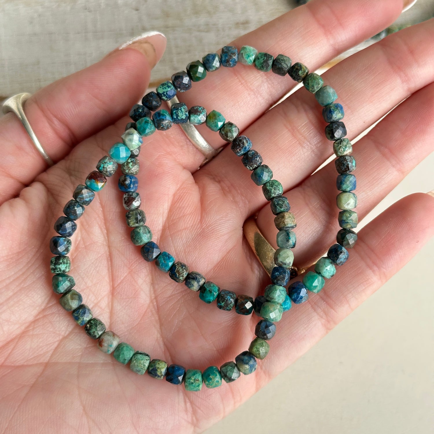 Chrysocolla Faceted Bracelet 4mm