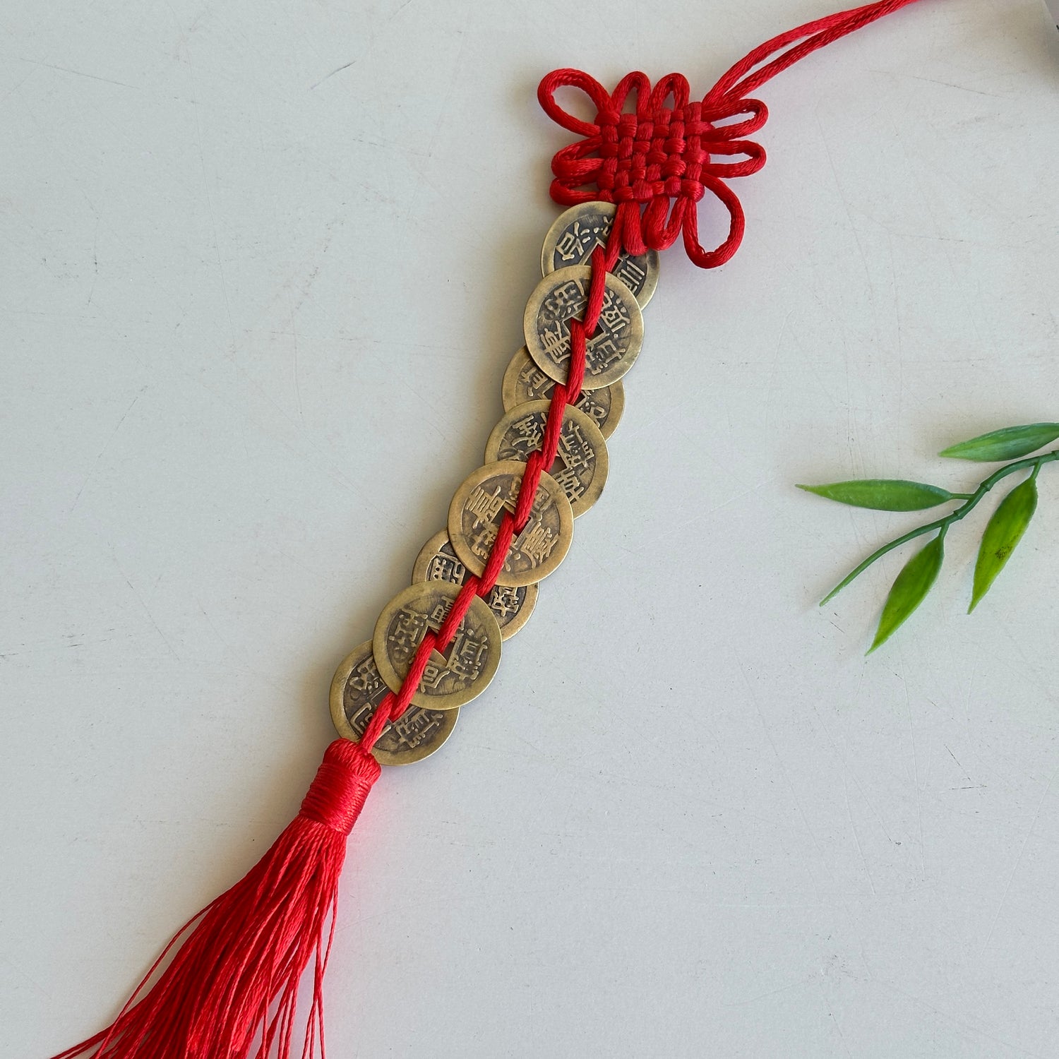 Feng Shui 8 Coin Hanging Red