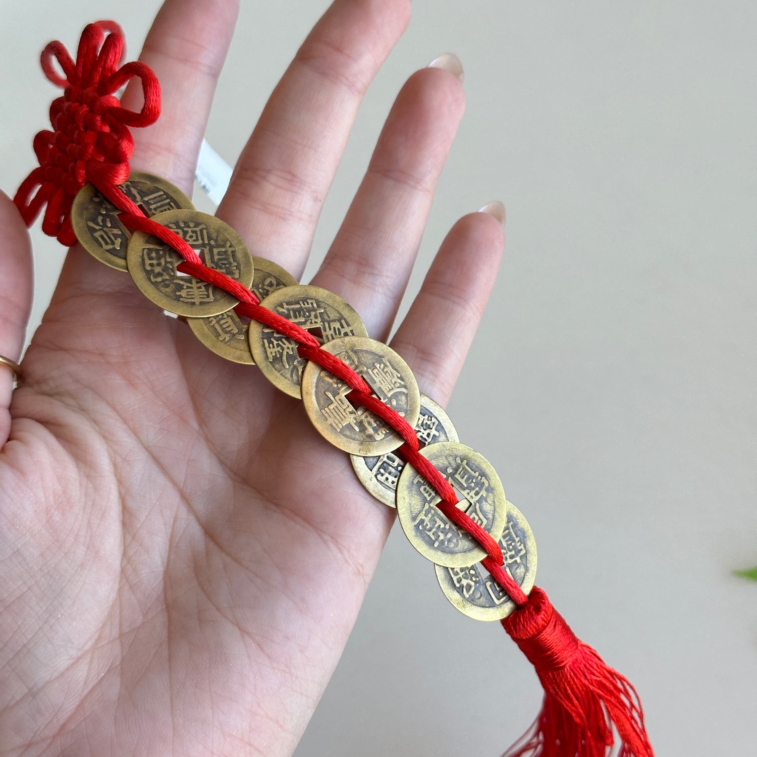 Feng Shui 8 Coin Hanging Red