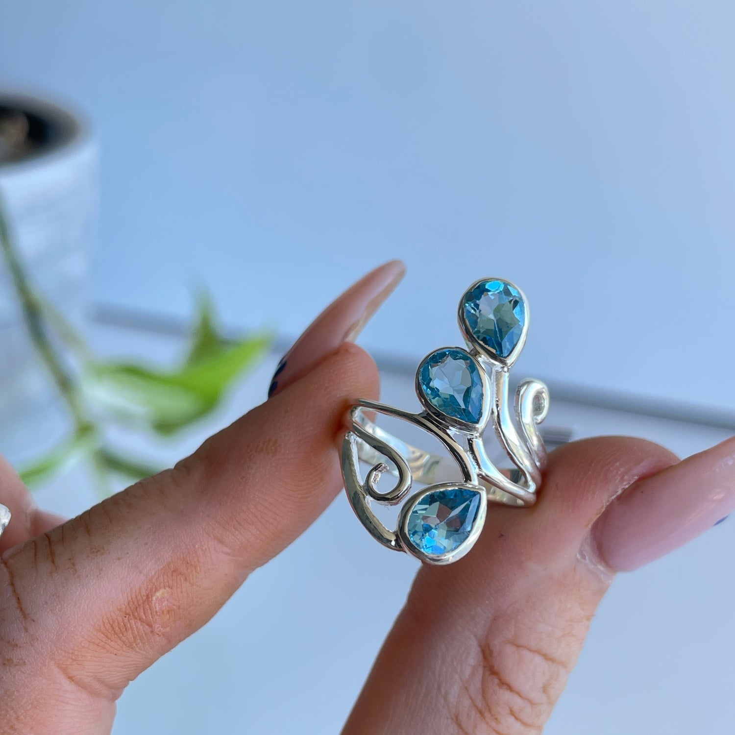 Blue Topaz Multi Stone Ring Sz7