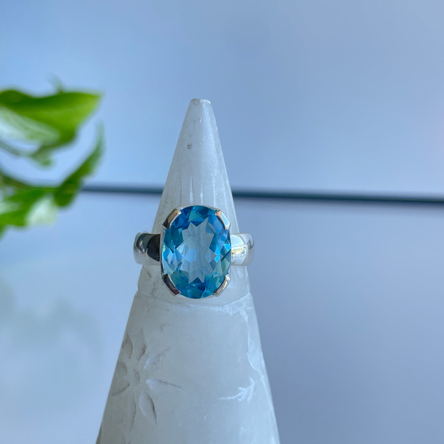 Blue Topaz Oval Ring Sz9