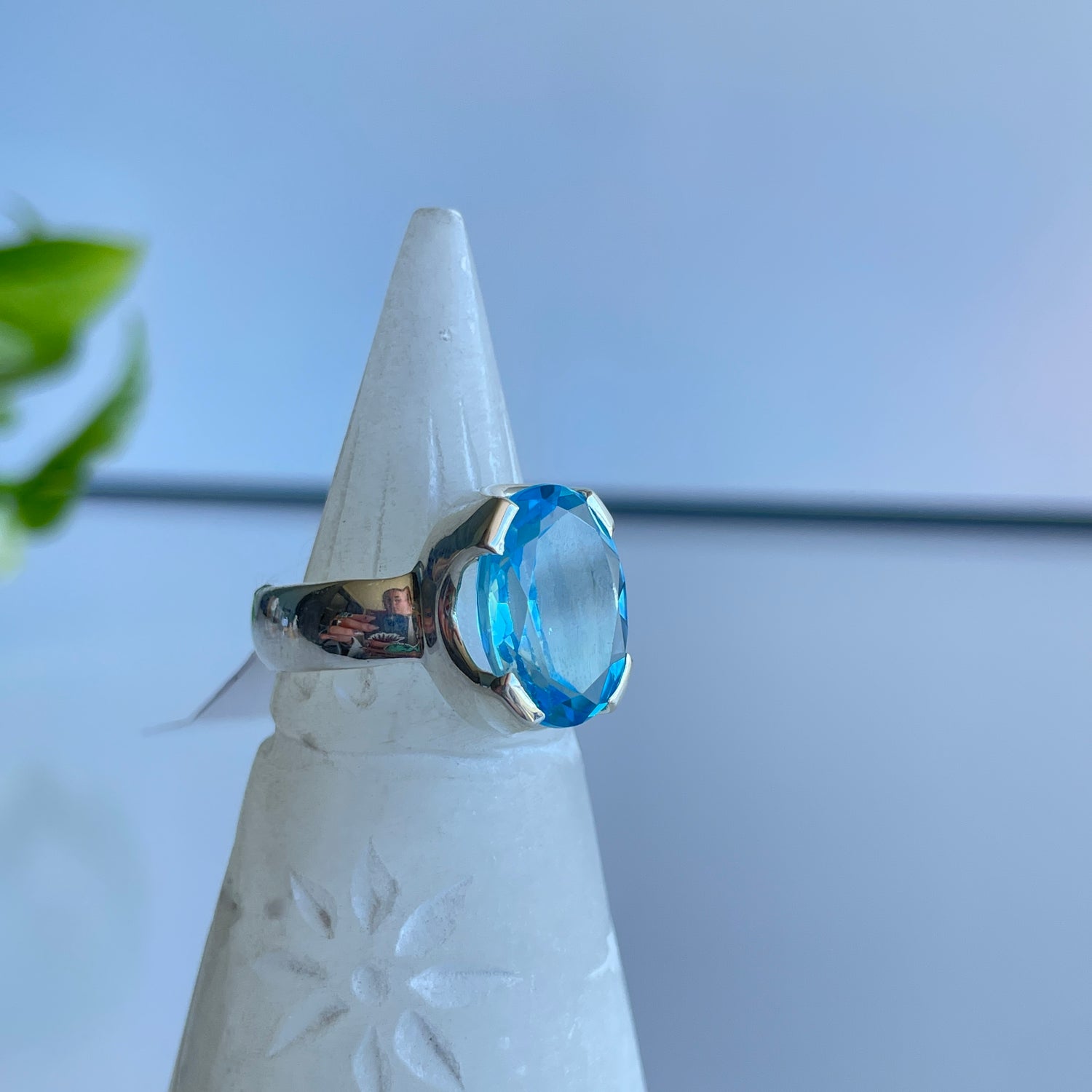 Blue Topaz Oval Ring Sz9