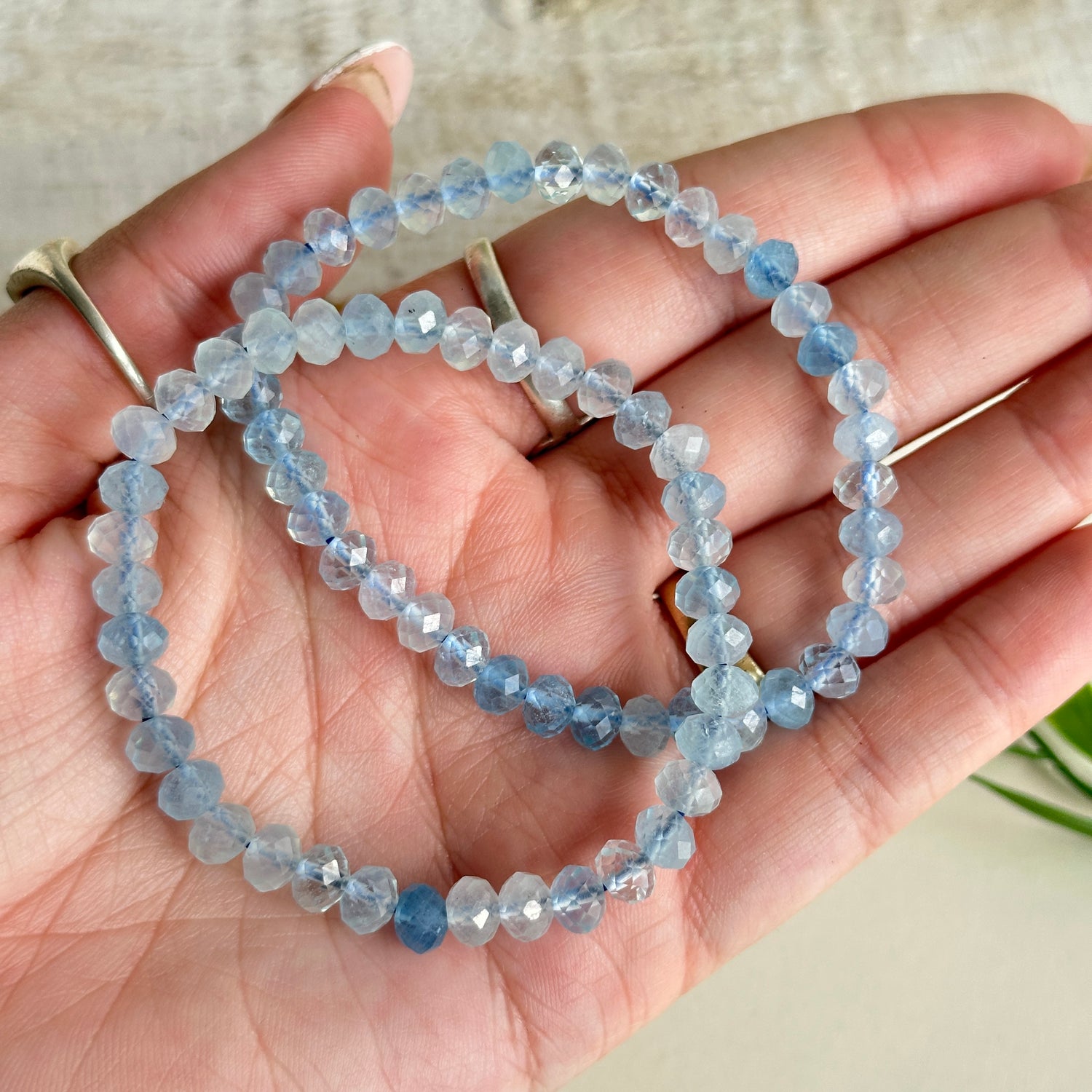 Aquamarine Faceted Bracelet 4mm