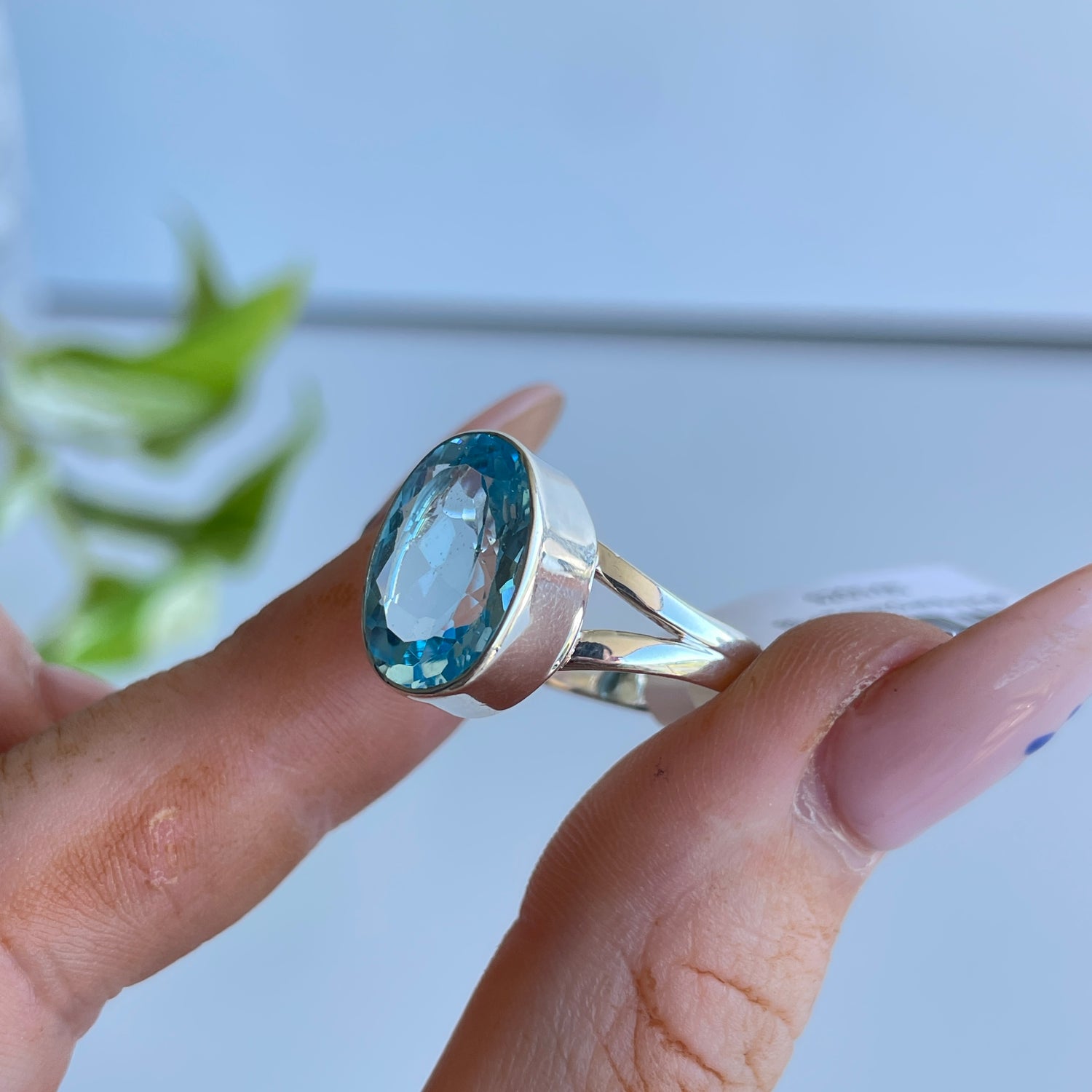Blue Topaz Oval Ring Sz8