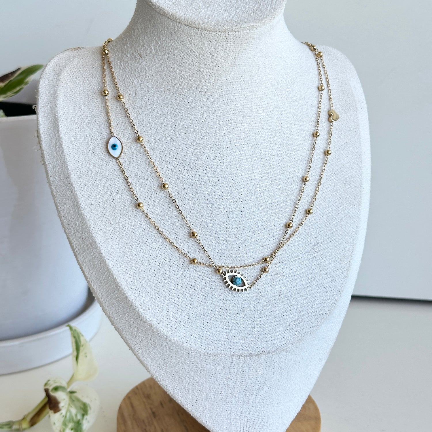 Gold Evil Eye Double Necklace