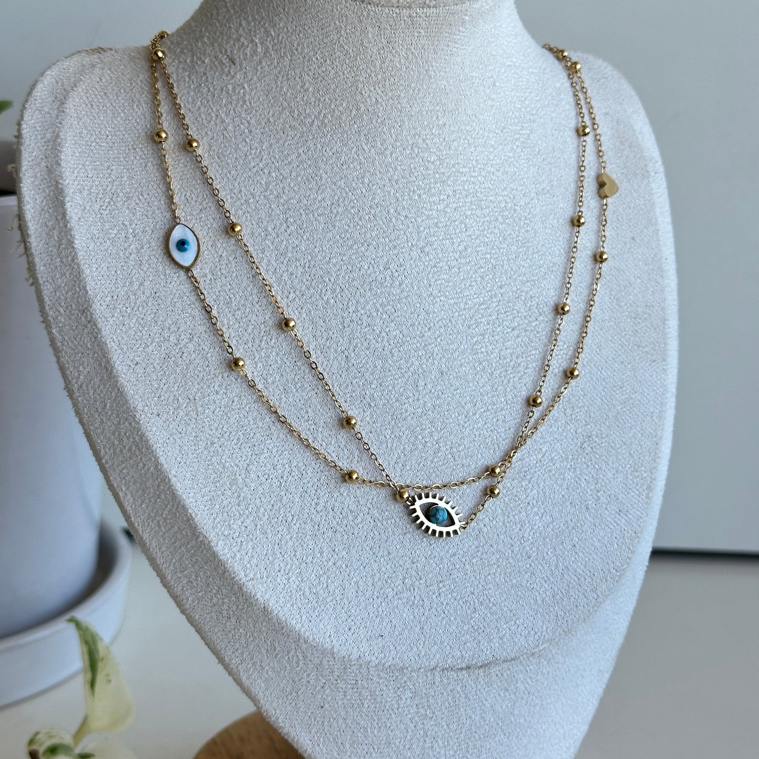 Gold Evil Eye Double Necklace
