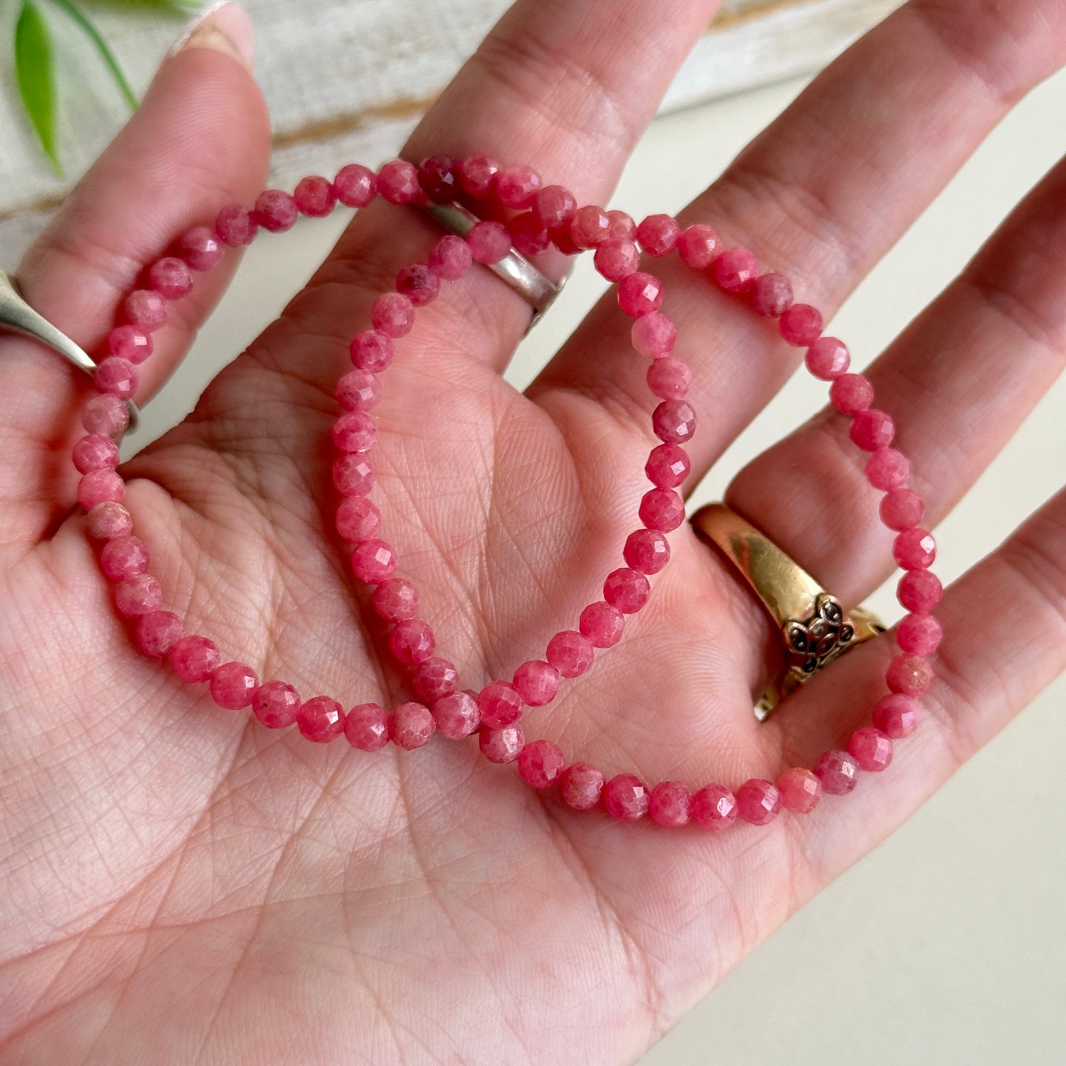 Rhodonite Faceted Bracelet 4mm