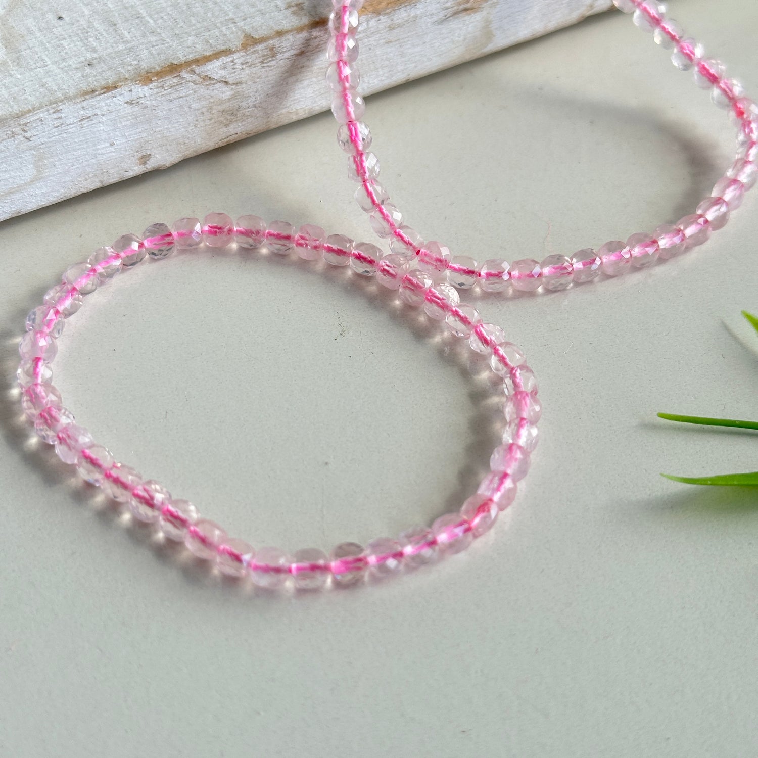 Rose Quartz Faceted Bracelet 4mm