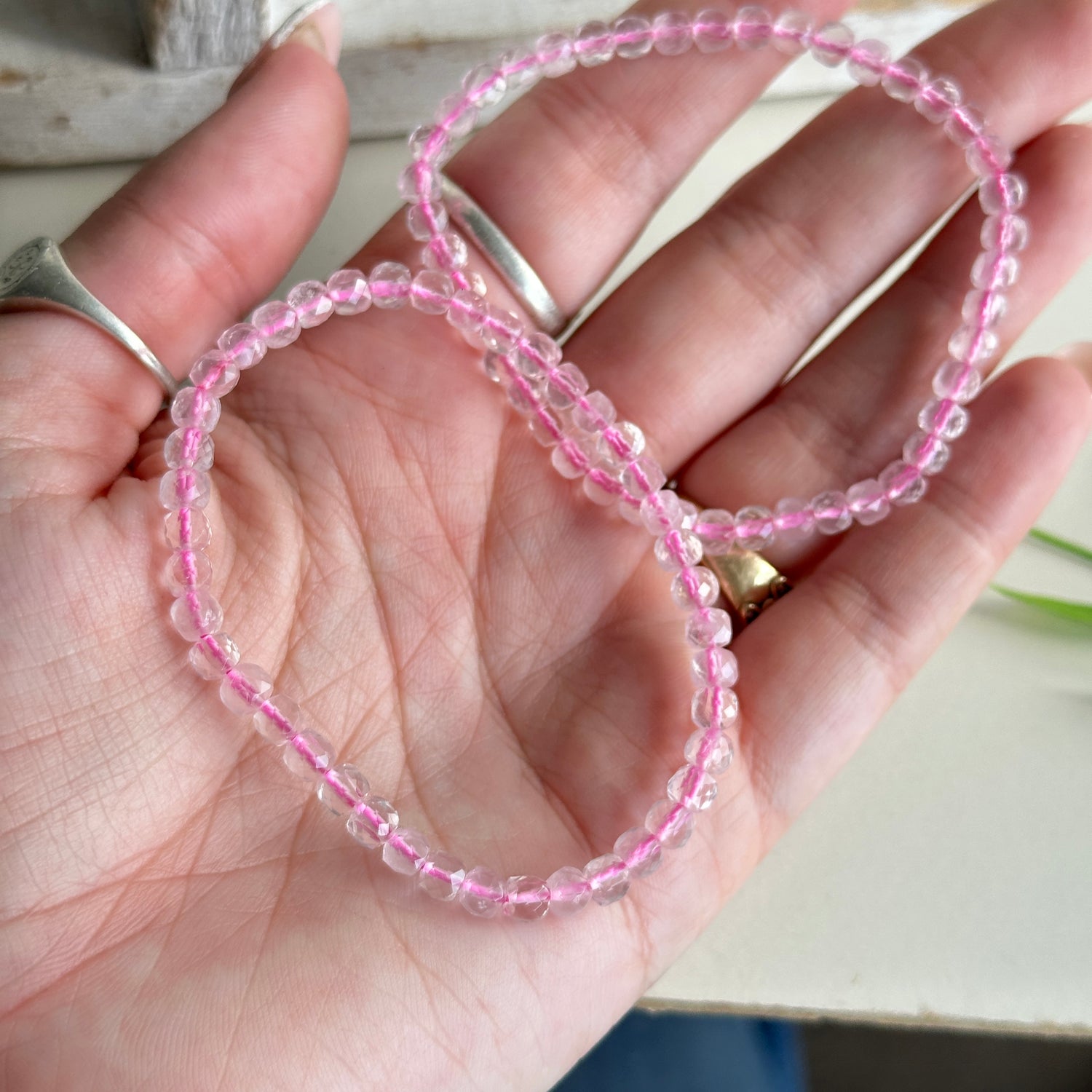 Rose Quartz Faceted Bracelet 4mm