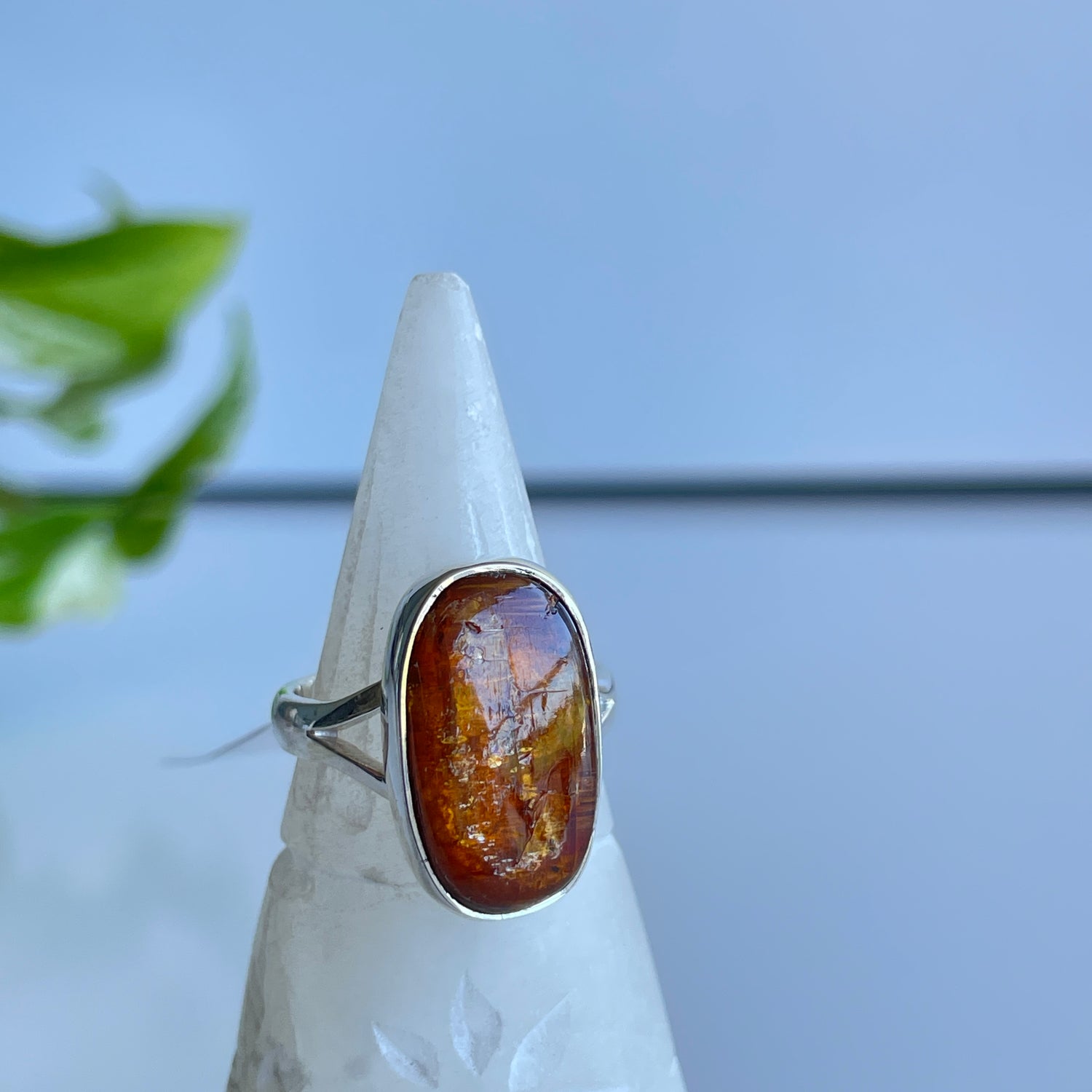 Orange Kyanite Oval Ring Sz8