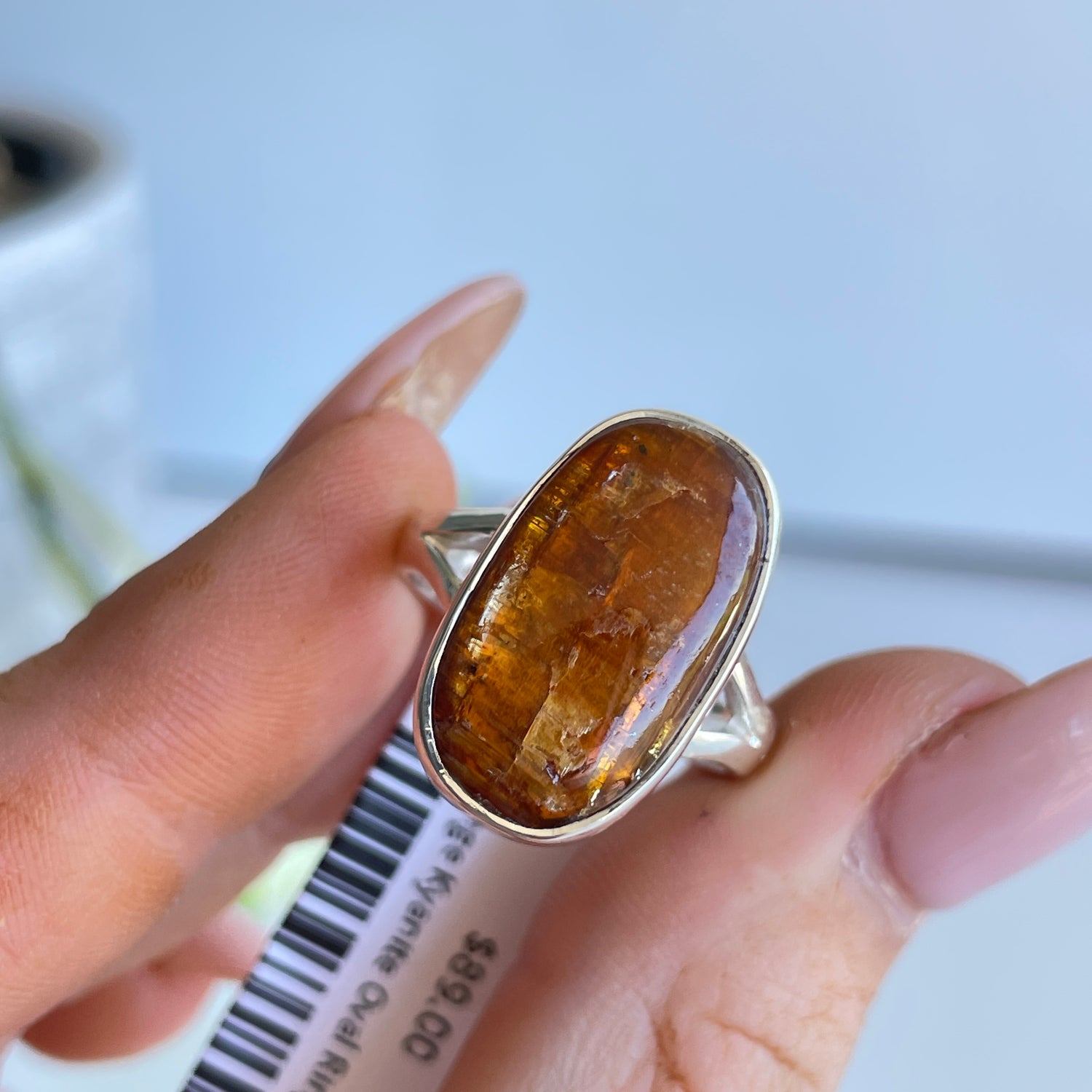 Orange Kyanite Oval Ring Sz8