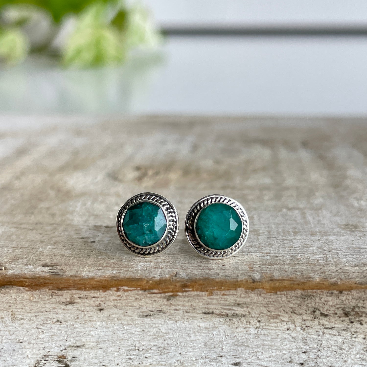 Emerald Round Studs