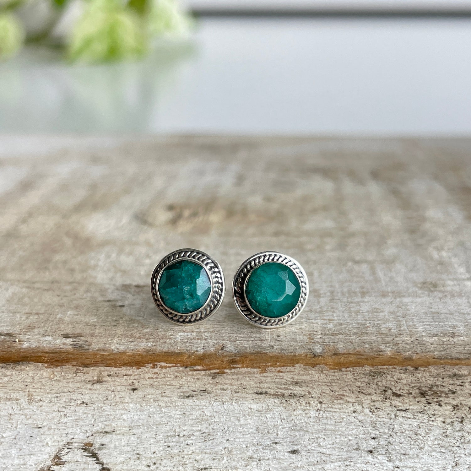 Emerald Round Studs