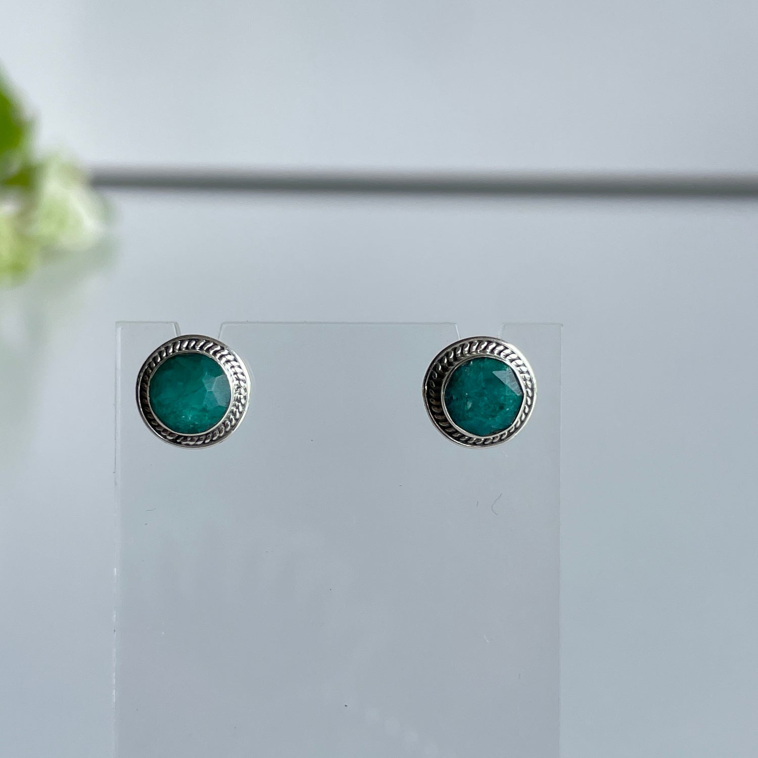 Emerald Round Studs