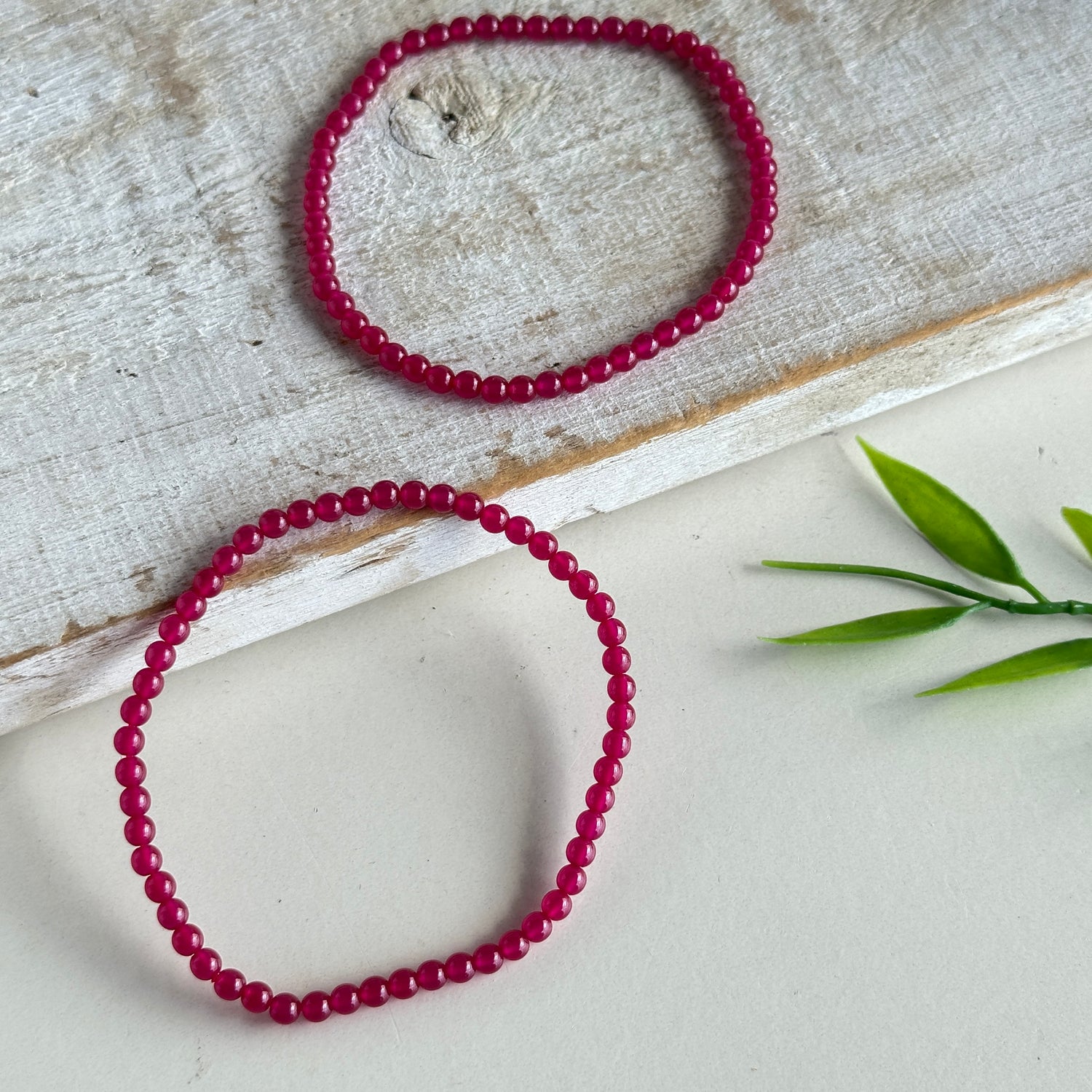 Ruby Beaded Bracelet 3mm