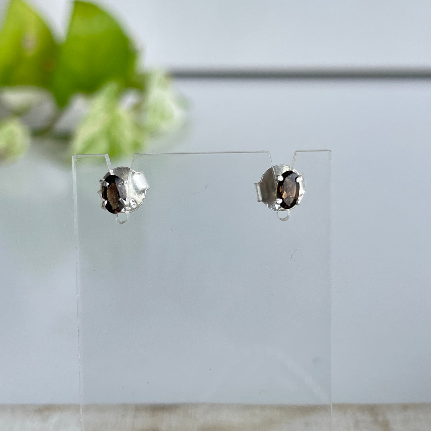 Smoky Quartz Oval Studs