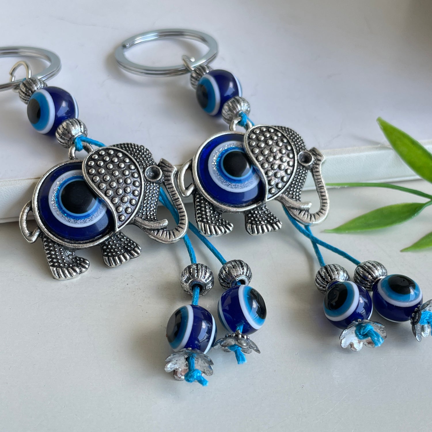 Evil Eye Elephant Keychain
