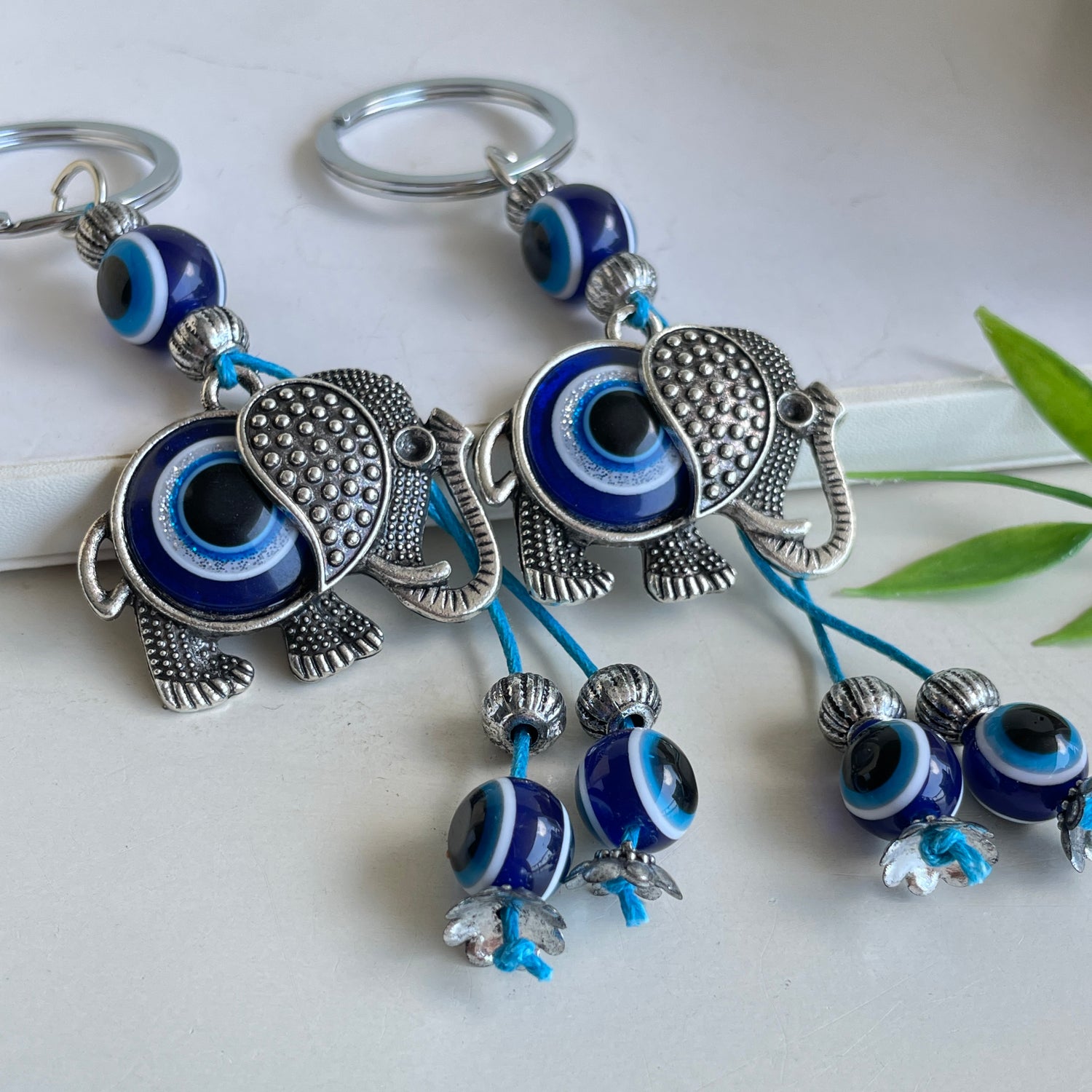Evil Eye Elephant Keychain