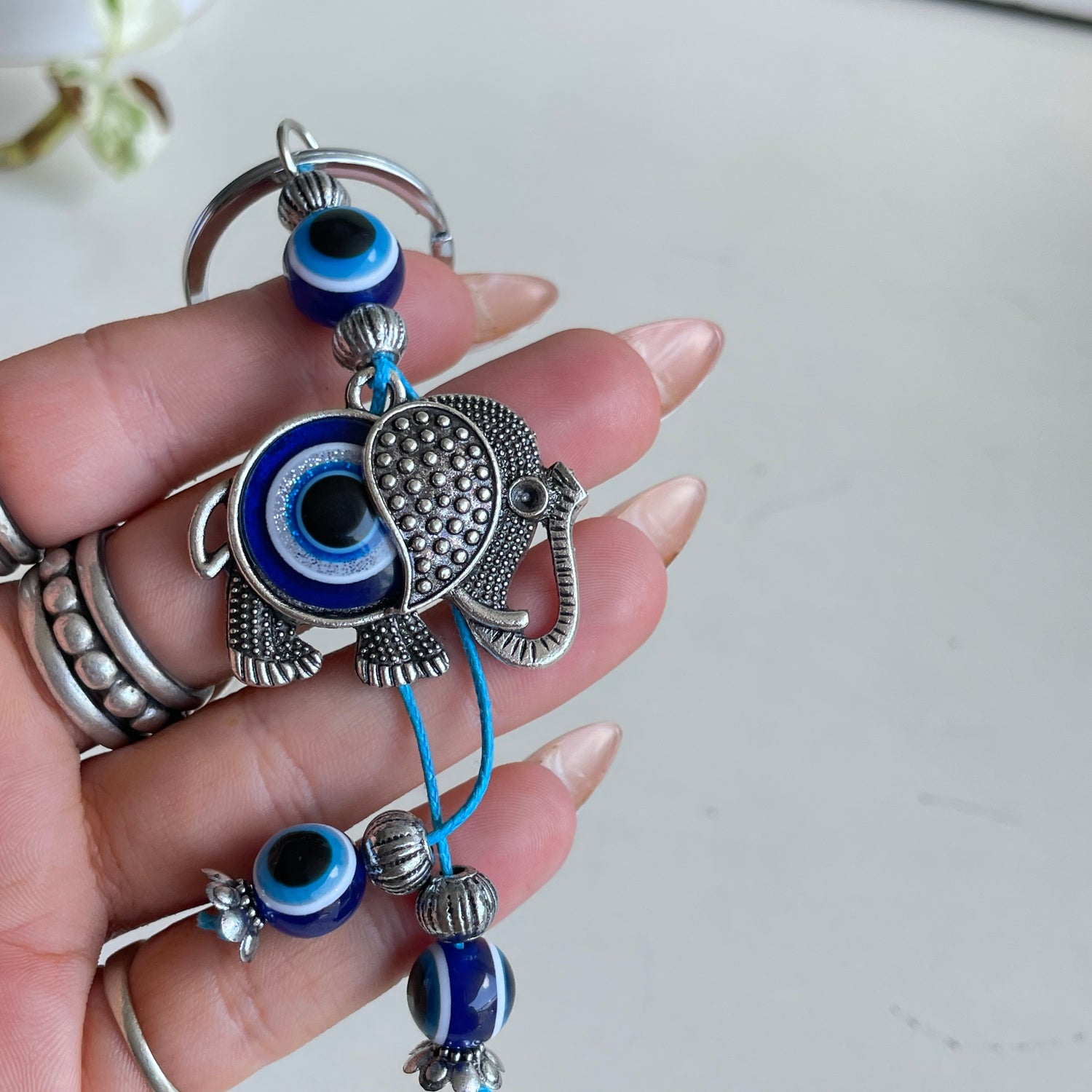 Evil Eye Elephant Keychain