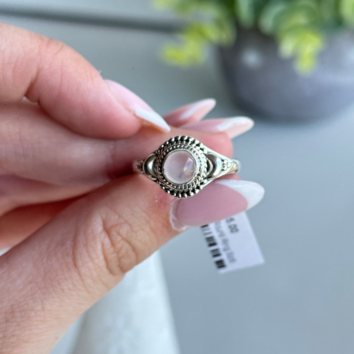 Rose Quartz Round Ring Sz8