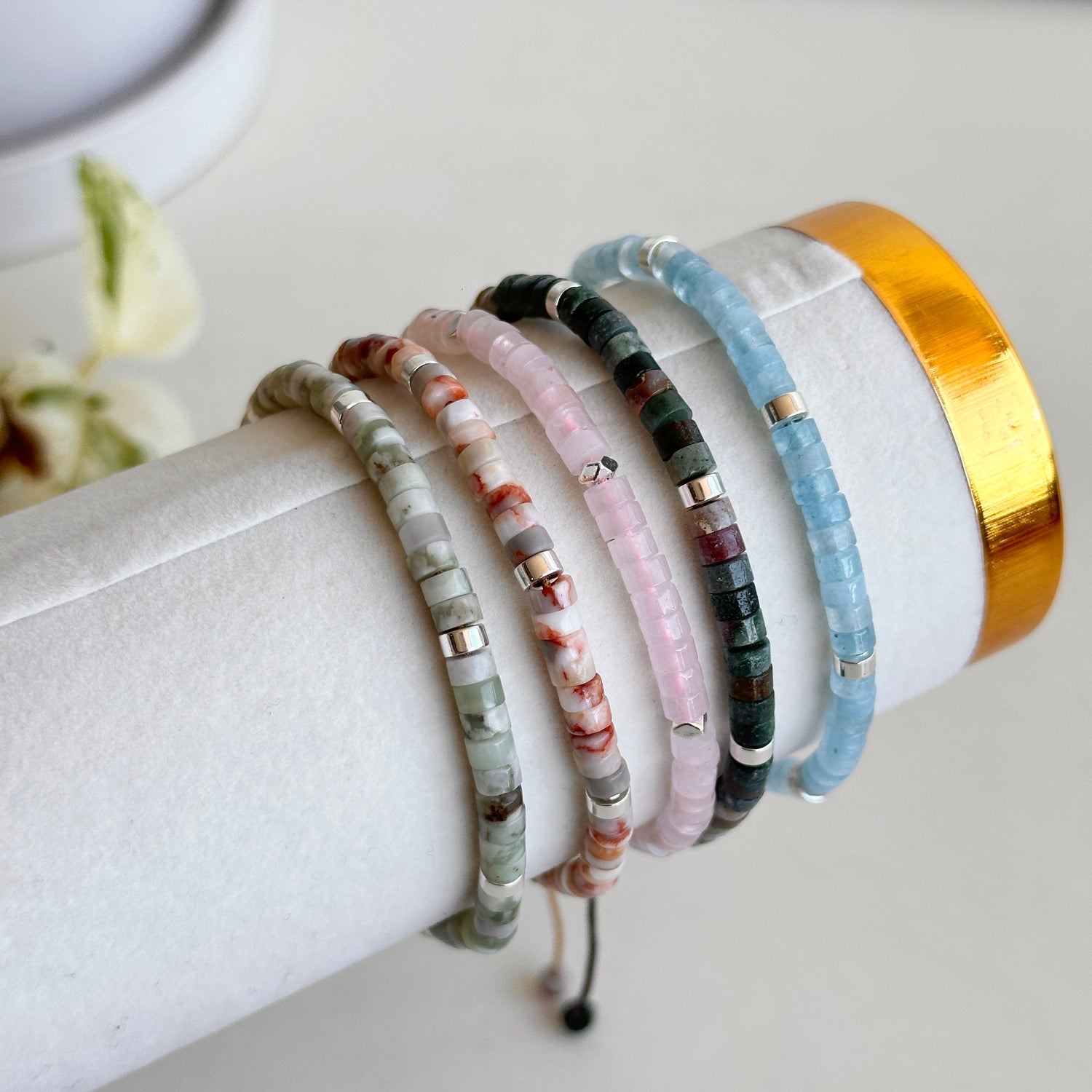 Crystal Bead Bracelet With Silver Beads