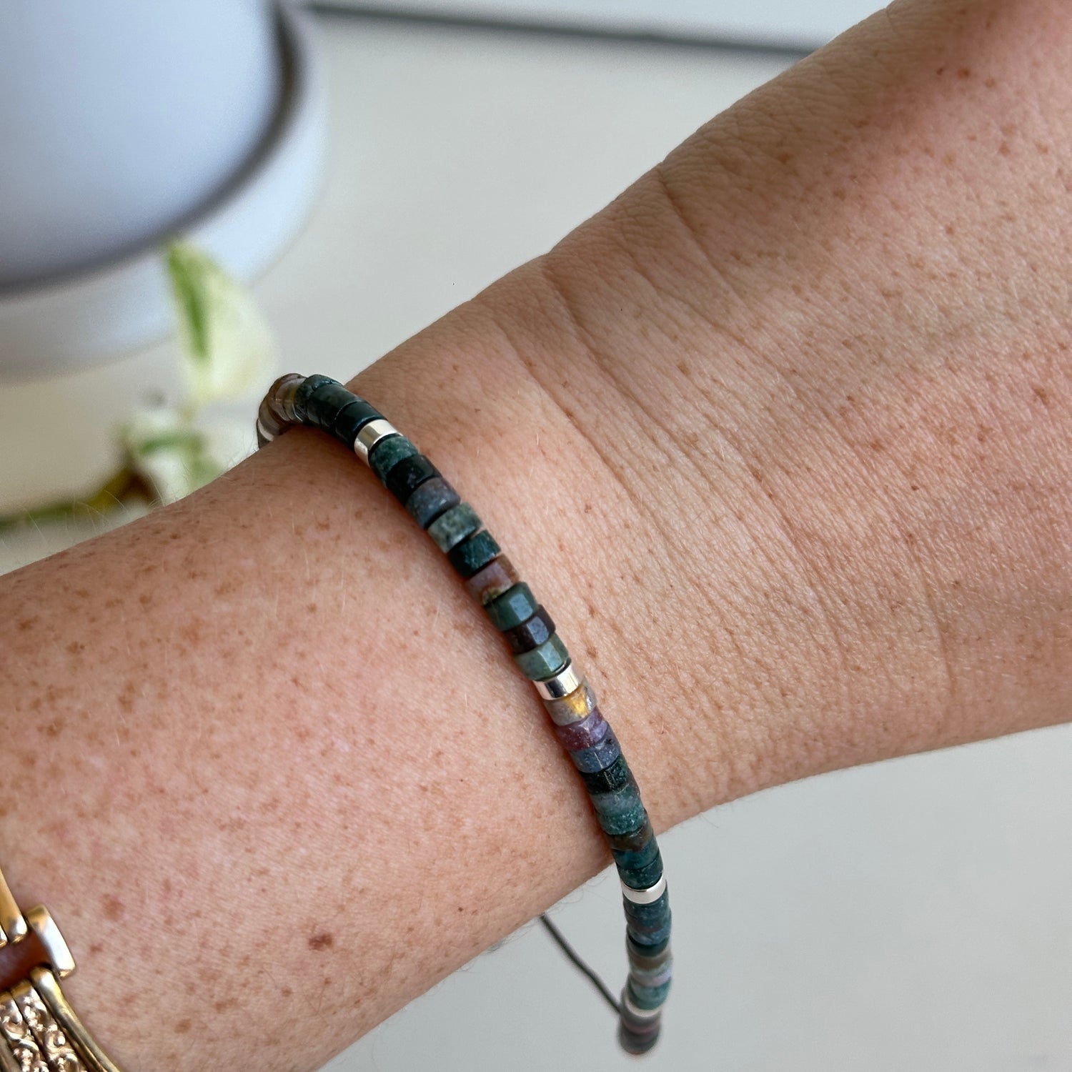 Crystal Bead Bracelet With Silver Beads
