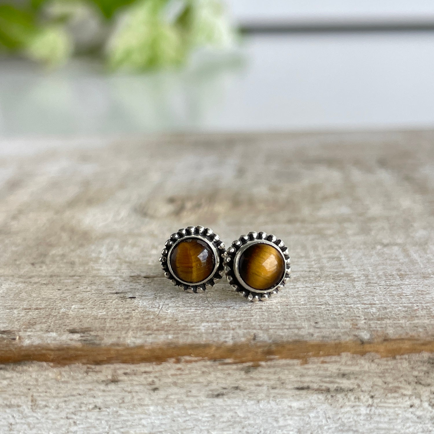 Tigers Eye Round Studs