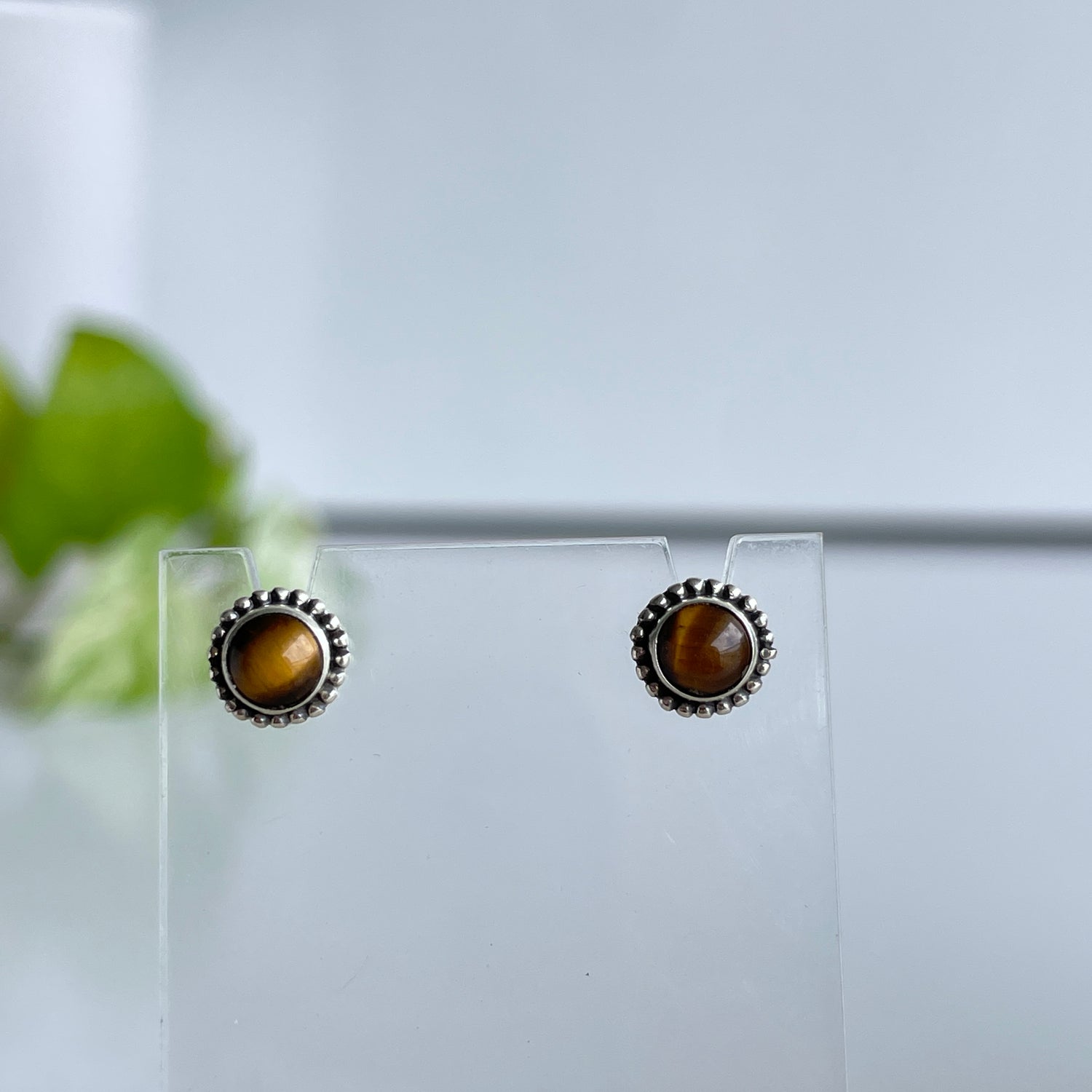 Tigers Eye Round Studs