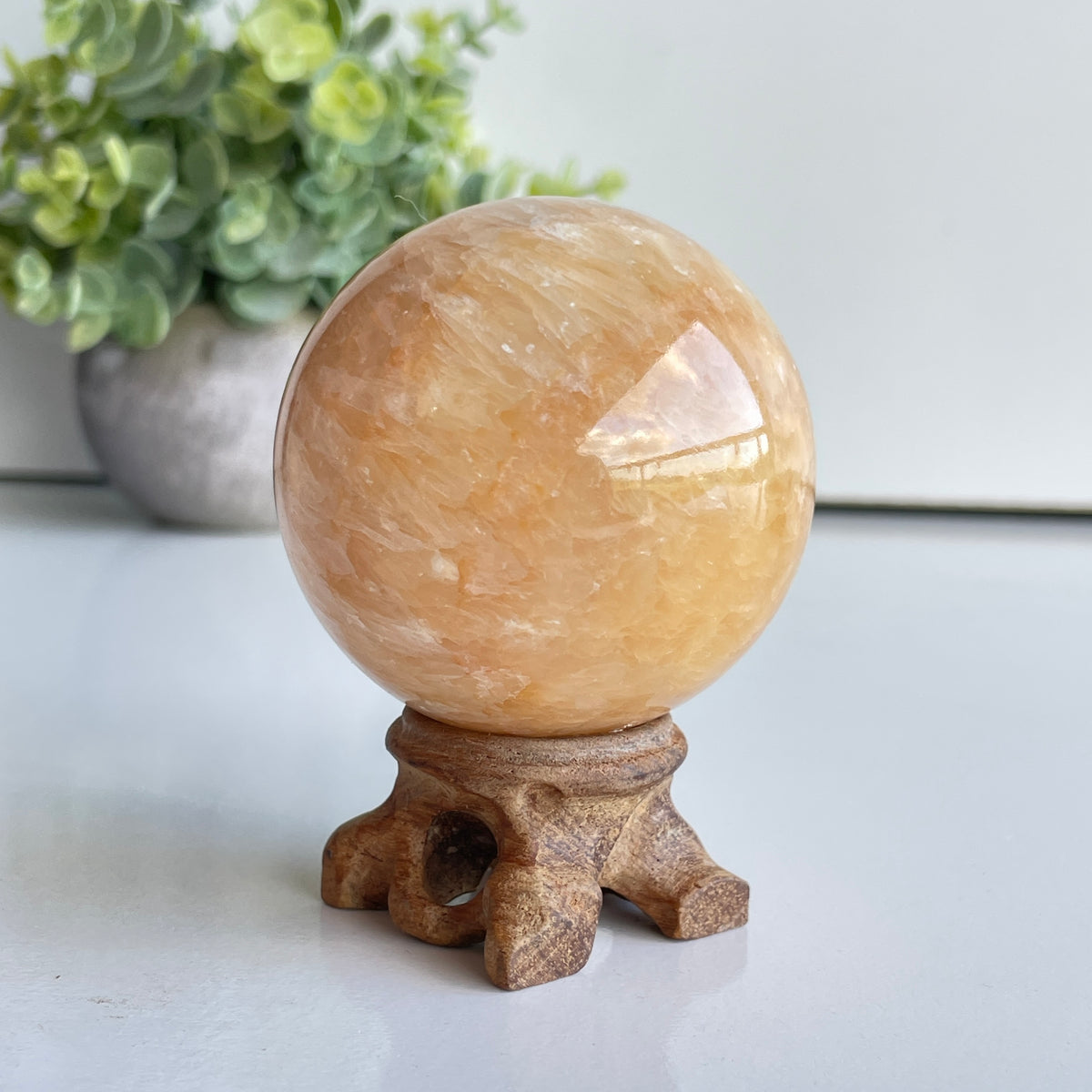 Orange Calcite Sphere 5.9cm