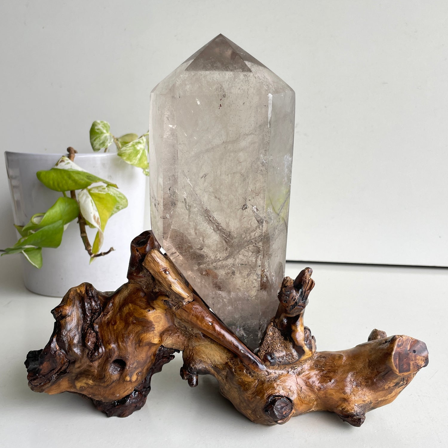 Smoky Quartz Point In Stand 20.2cm